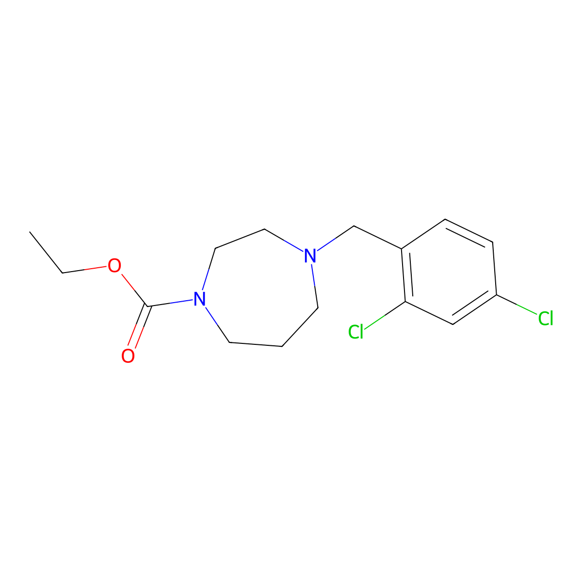 Ethyl 4-[(2,4-dichlorophenyl)methyl]-1,4-diazepane-1-carboxylate molecular structure, CAS 646455-84-7