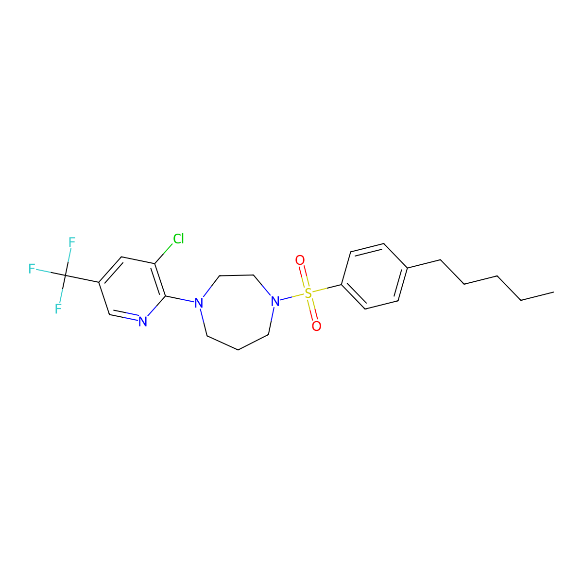 1-[3-Chloro-5-(trifluoromethyl)pyridin-2-yl]-4-[(4-pentylphenyl)sulphonyl]-1,4-diazepane molecular structure, CAS 646456-06-6