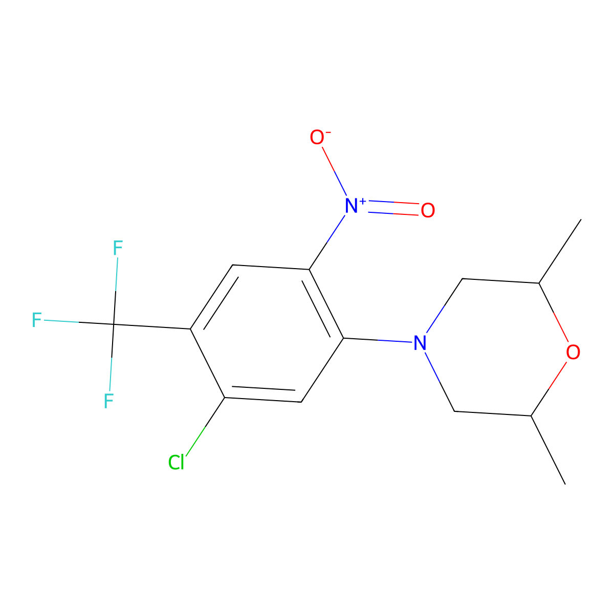 4-[5-Chloro-2-nitro-4-(trifluoromethyl)phenyl]-2,6-dimethylmorpholine molecular structure, CAS 646456-36-2