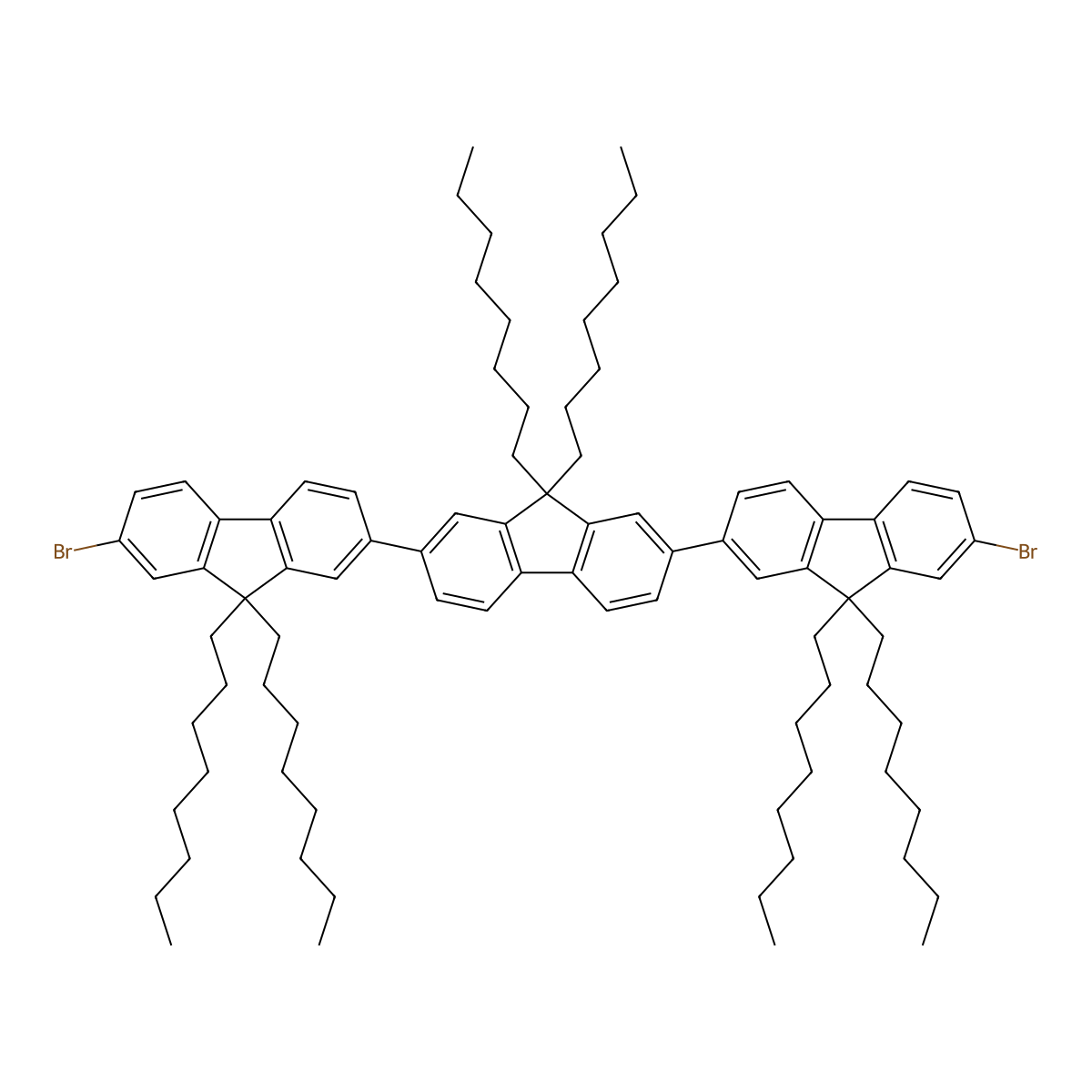 7,7''-Dibromo-9,9,9',9',9'',9''-hexaoctyl-9H,9'H,9''H-2,2':7',2''-terfluorene molecular structure, CAS 646474-54-6