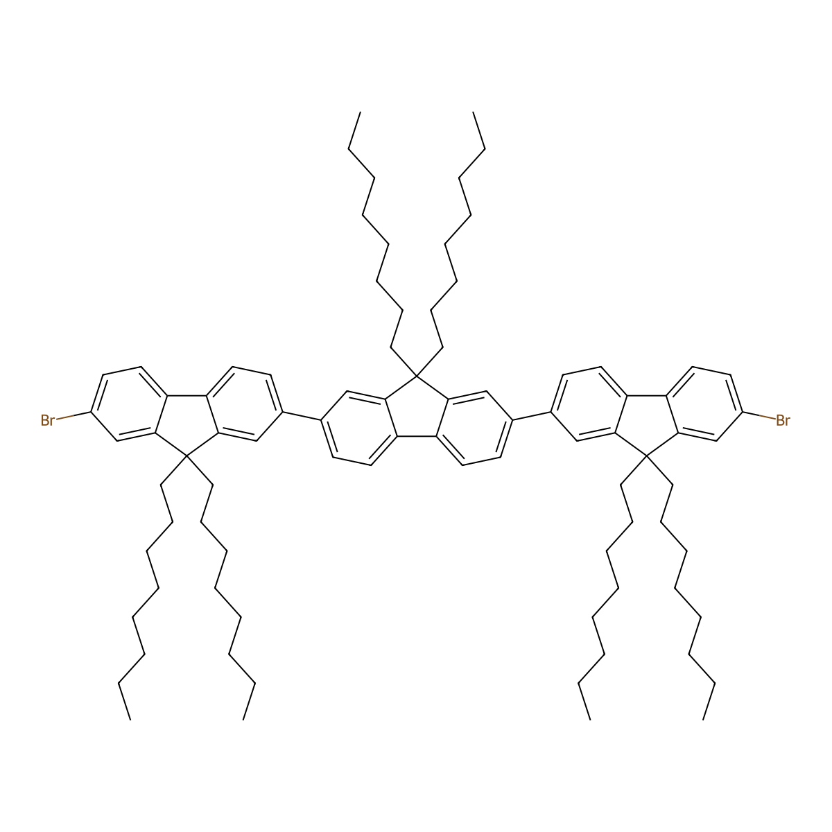 7,7''-Dibromo-9,9,9',9',9'',9''-hexaoctyl-9H,9'H,9''H-2,2':7',2''-terfluorene molecular structure, CAS 646474-54-6