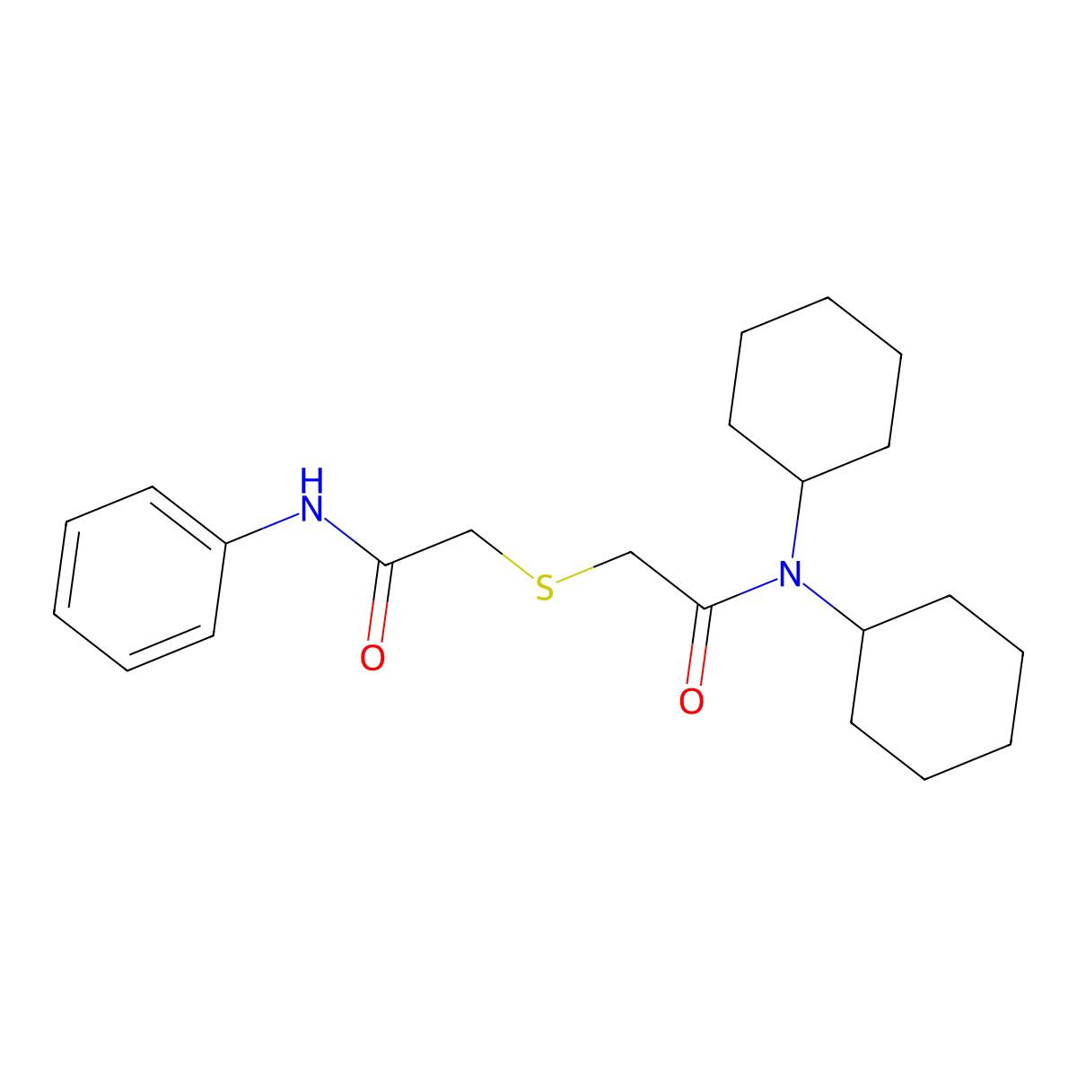 2-[2-(dicyclohexylamino)-2-oxoethyl]sulfanyl-N-phenylacetamide molecular structure, CAS 6465-11-8