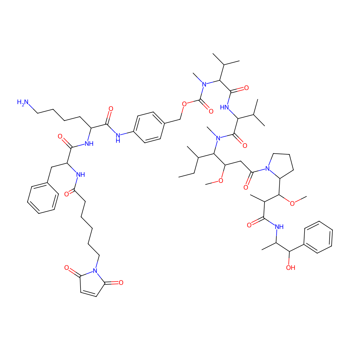 Mc-Phe-Lys-PAB-MMAE molecular structure, CAS 646502-54-7