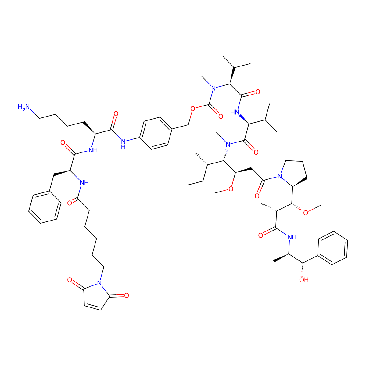 Mc-Phe-Lys-PAB-MMAE molecular structure, CAS 646502-54-7