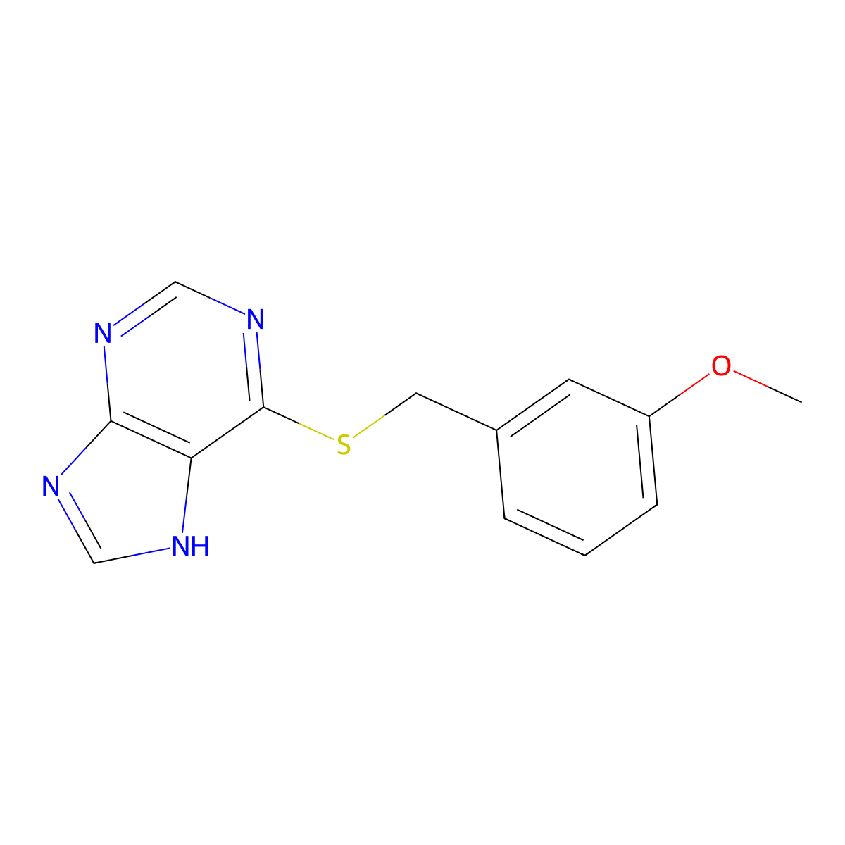 6-[(3-methoxyphenyl)methylsulfanyl]-7H-purine molecular structure, CAS 646509-95-7