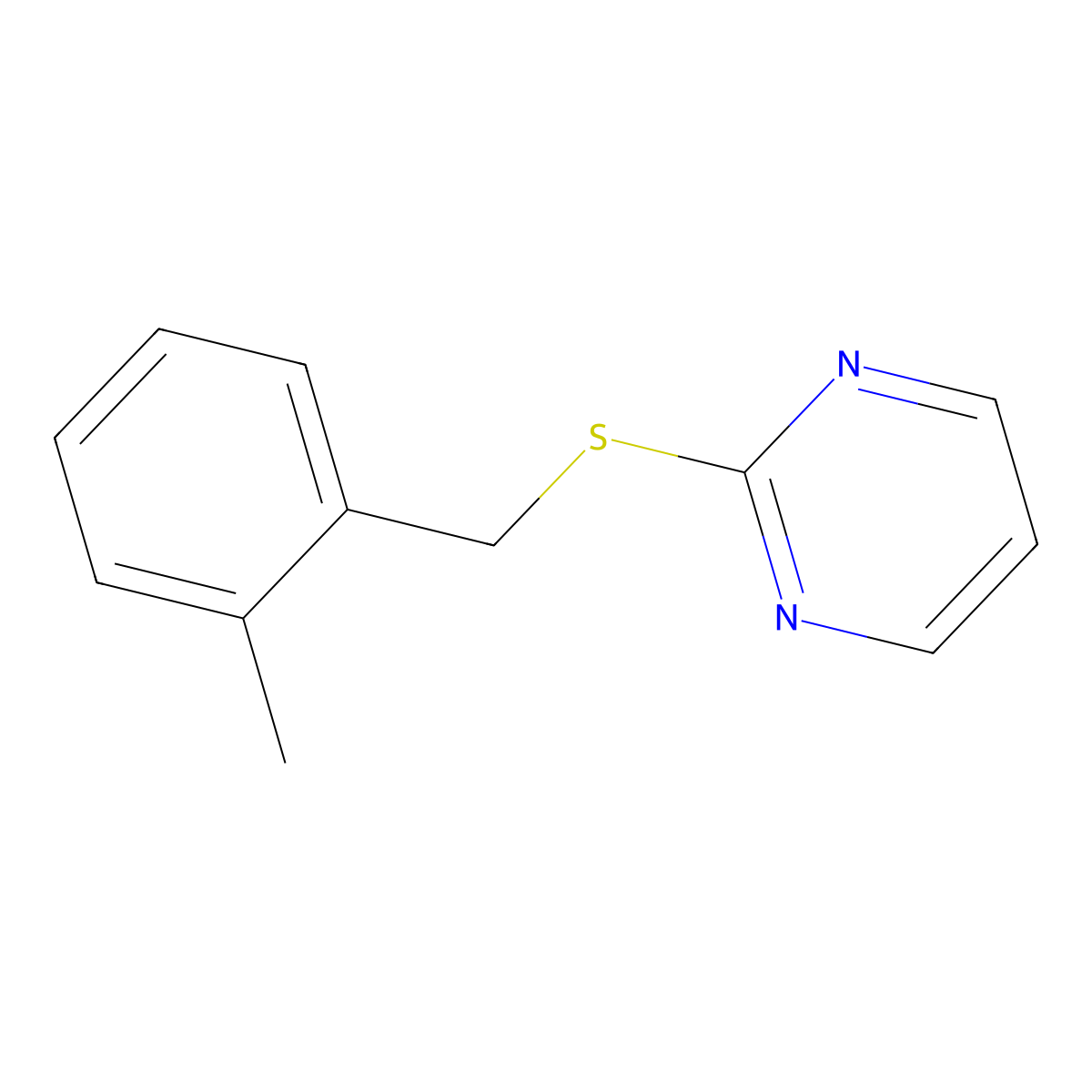 2-[(2-Methylphenyl)methylsulfanyl]pyrimidine molecular structure, CAS 646511-08-2
