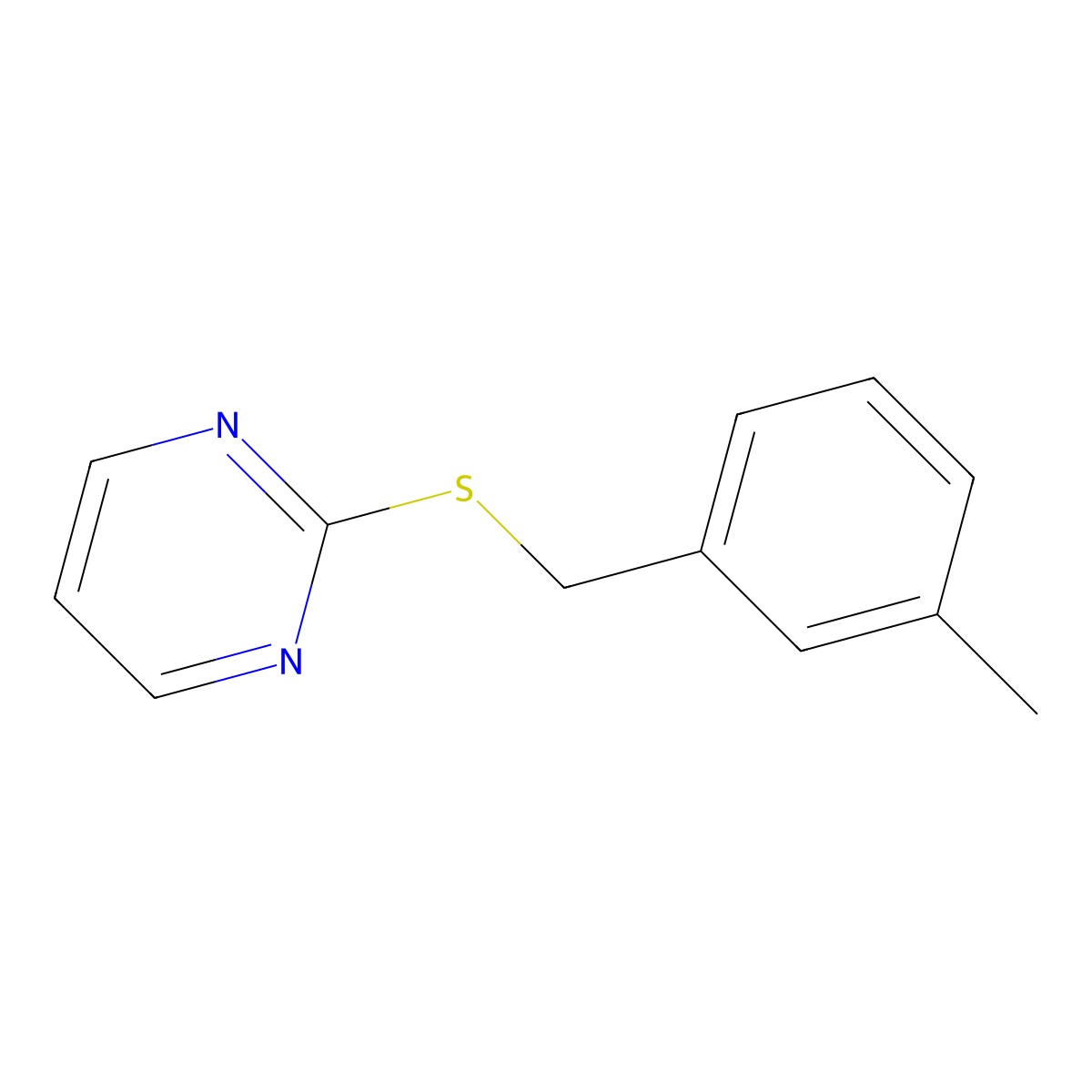 2-(m-Tolylmethylsulfanyl)pyrimidine molecular structure, CAS 646511-10-6