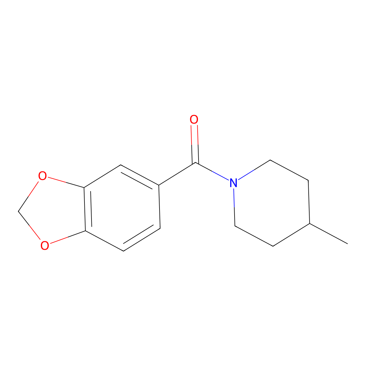 1-(1,3-Benzodioxol-5-ylcarbonyl)-4-methylpiperidine molecular structure, CAS 64654-09-7