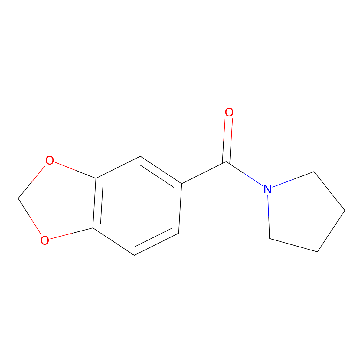 Pyrrolidine, 1-(1,3-benzodioxol-5-ylcarbonyl)- molecular structure, CAS 64654-10-0