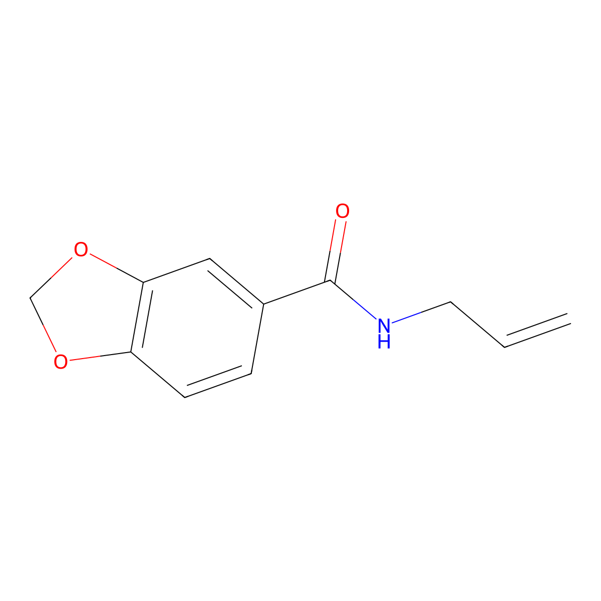 N-2-Propen-1-yl-1,3-benzodioxole-5-carboxamide molecular structure, CAS 64654-11-1