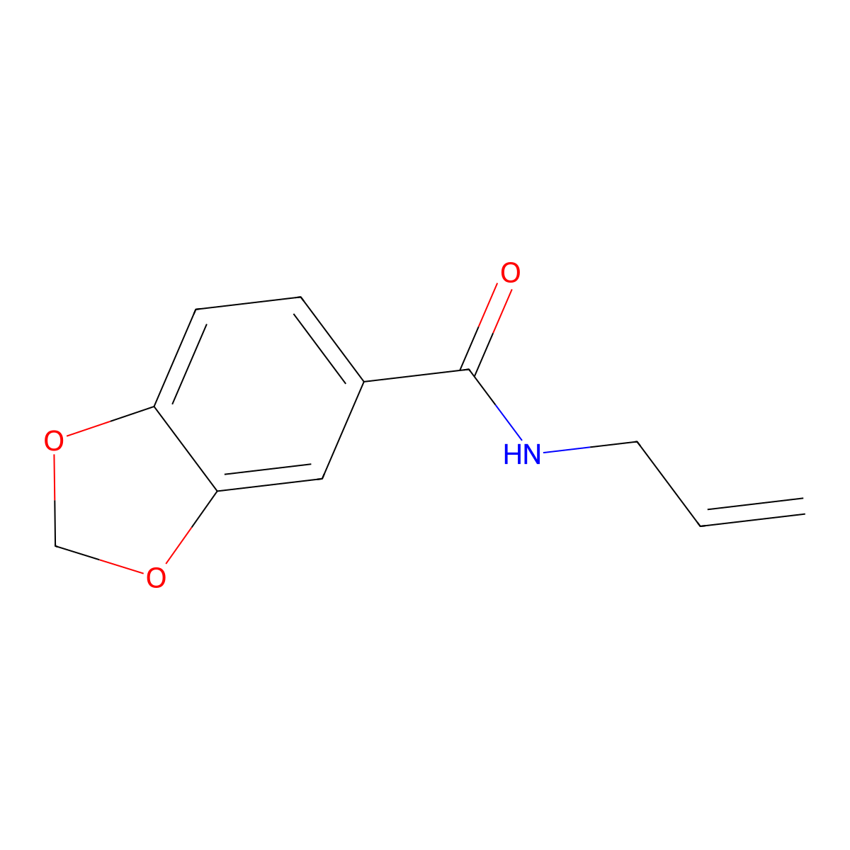 N-2-Propen-1-yl-1,3-benzodioxole-5-carboxamide molecular structure, CAS 64654-11-1