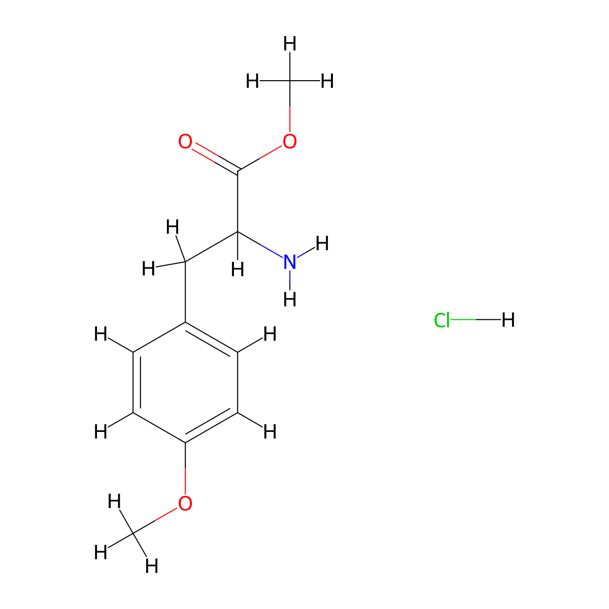 Methyl 2-amino-3-(4-methoxyphenyl)propanoate hydrochloride molecular structure, CAS 64657-63-2