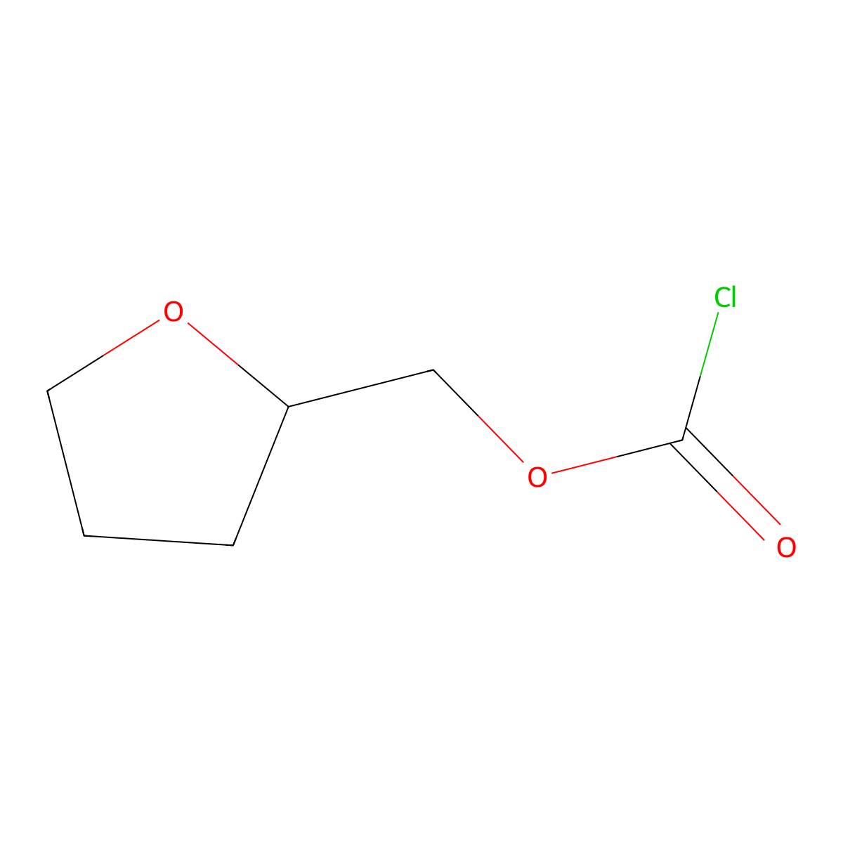 Tetrahydrofurfuryl chloroformate molecular structure, CAS 64661-06-9