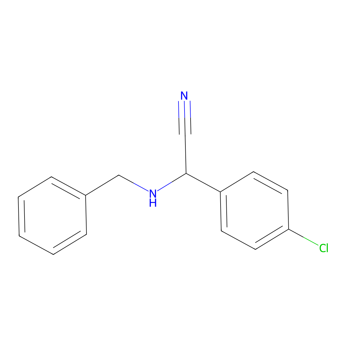 2-(Benzylamino)-2-(4-chlorophenyl)acetonitrile molecular structure, CAS 64661-25-2