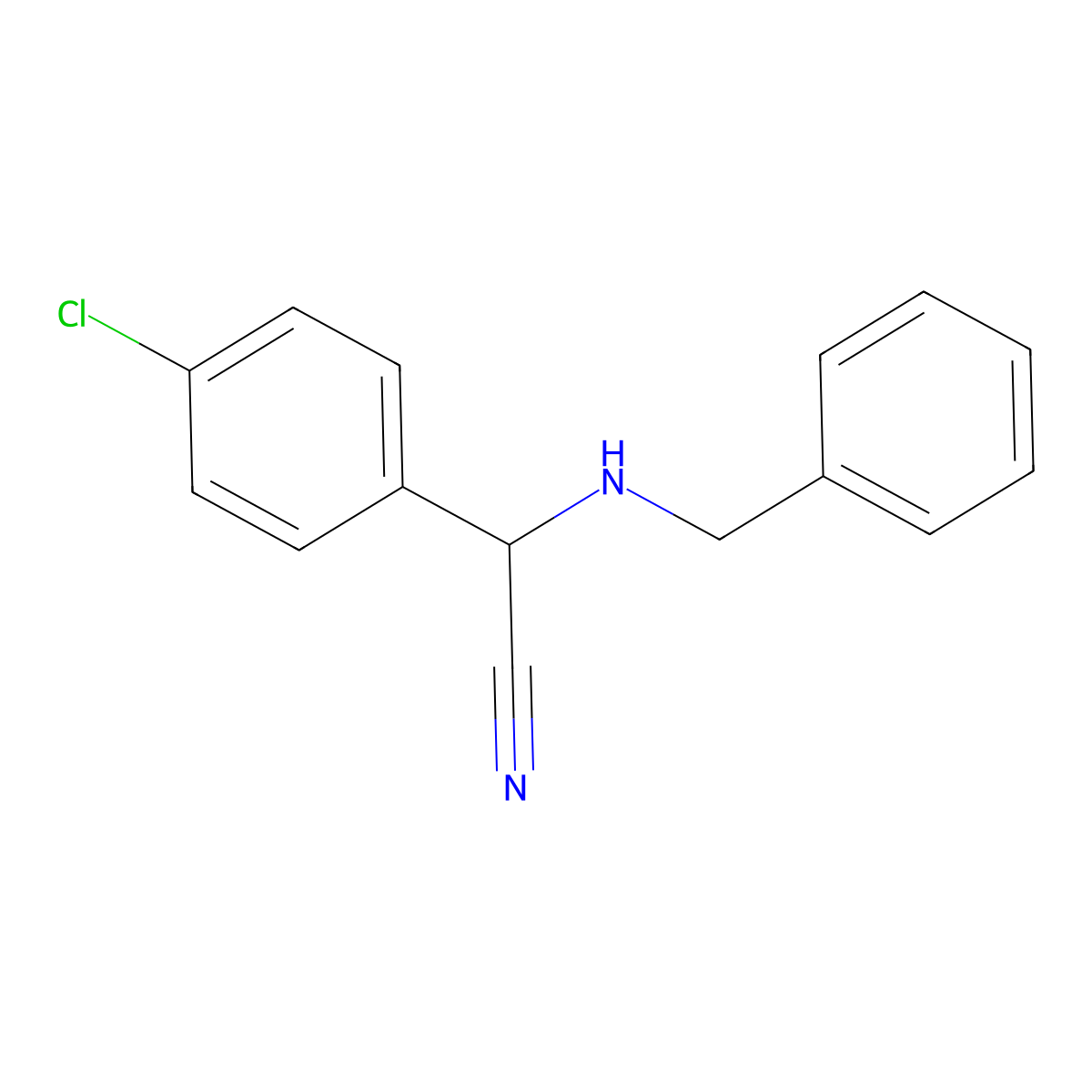 2-(Benzylamino)-2-(4-chlorophenyl)acetonitrile molecular structure, CAS 64661-25-2