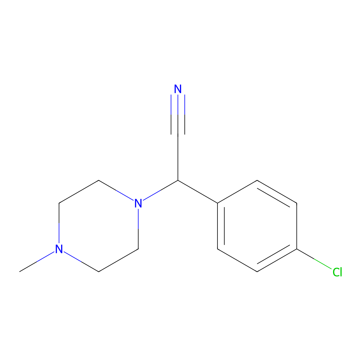2-(4-Chlorophenyl)-2-(4-methylpiperazin-1-YL)acetonitrile molecular structure, CAS 64661-39-8
