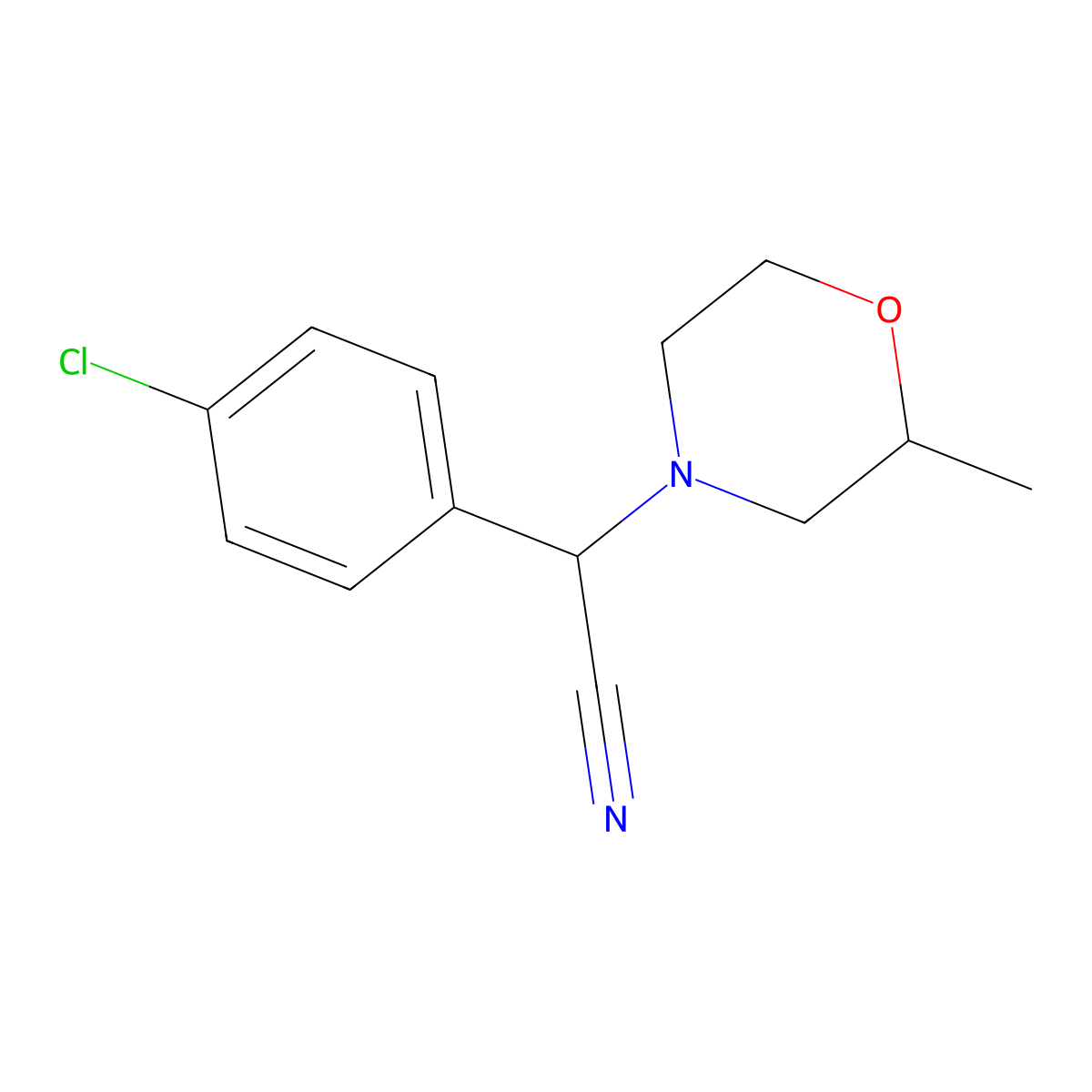 2-(4-Chlorophenyl)-2-(2-methylmorpholin-4-YL)acetonitrile molecular structure, CAS 64661-40-1