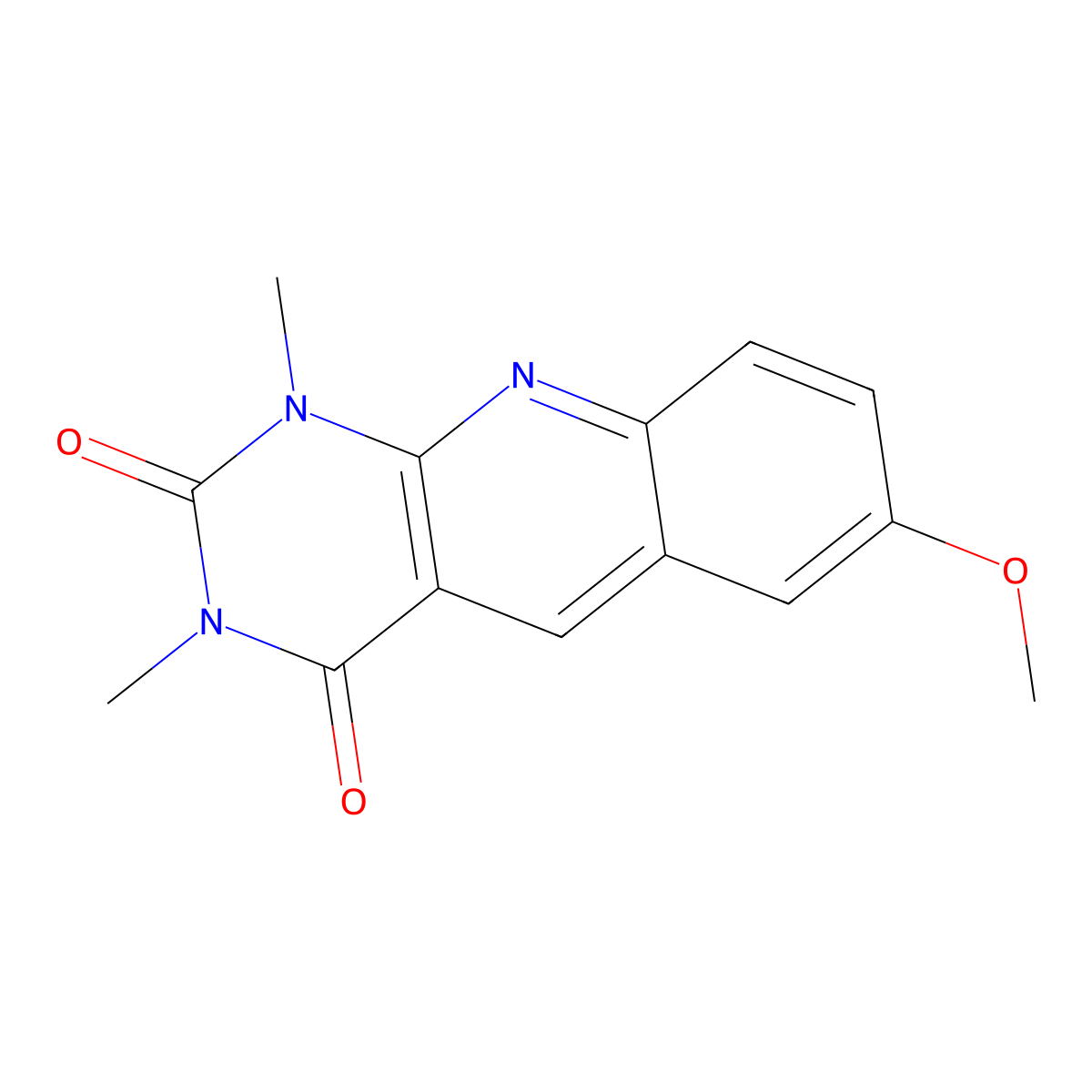 7-Methoxy-1,3-dimethylpyrimido[4,5-b]quinoline-2,4-dione molecular structure, CAS 64664-00-2