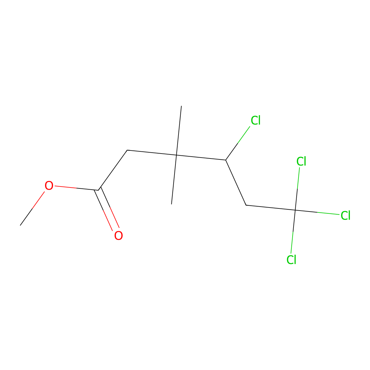 Methyl 4,6,6,6-tetrachloro-3,3-dimethylhexanoate molecular structure, CAS 64667-33-0