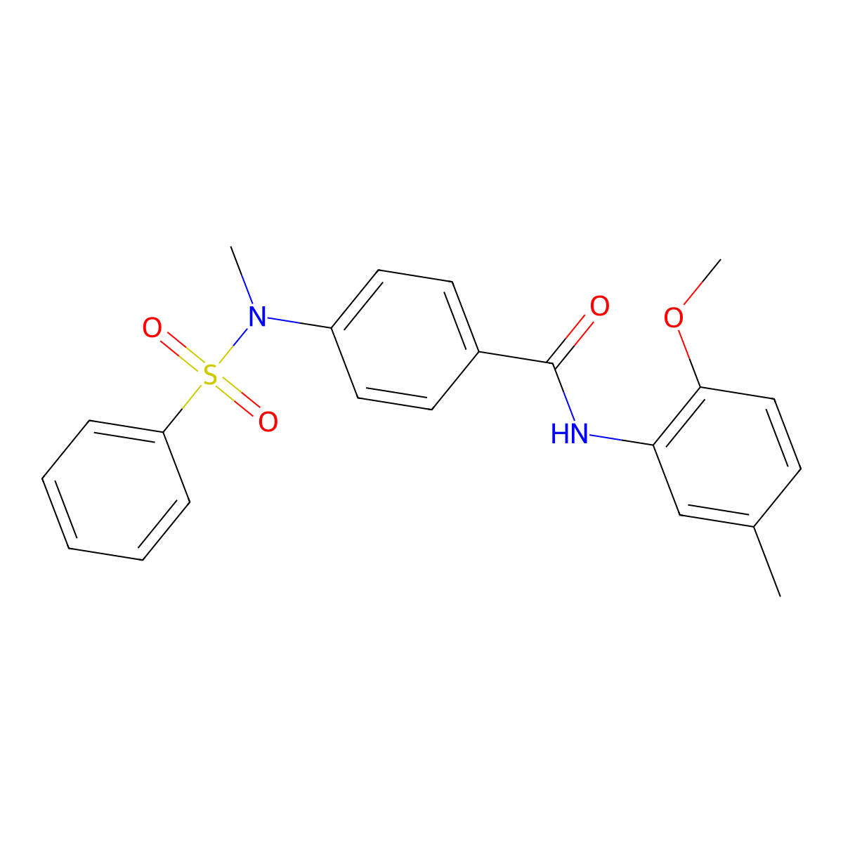 4-[(Benzenesulfonyl)(methyl)amino]-N-(2-methoxy-5-methylphenyl)benzamide molecular structure, CAS 6467-04-5