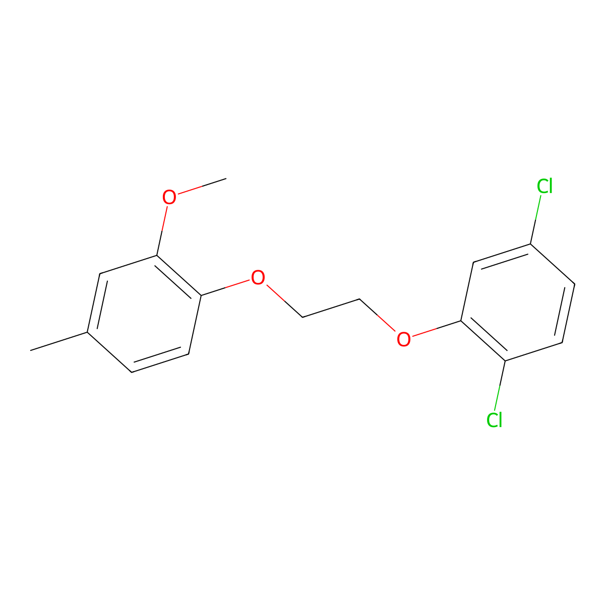 1,4-Dichloro-2-[2-(2-methoxy-4-methylphenoxy)ethoxy]benzene molecular structure, CAS 6467-47-6