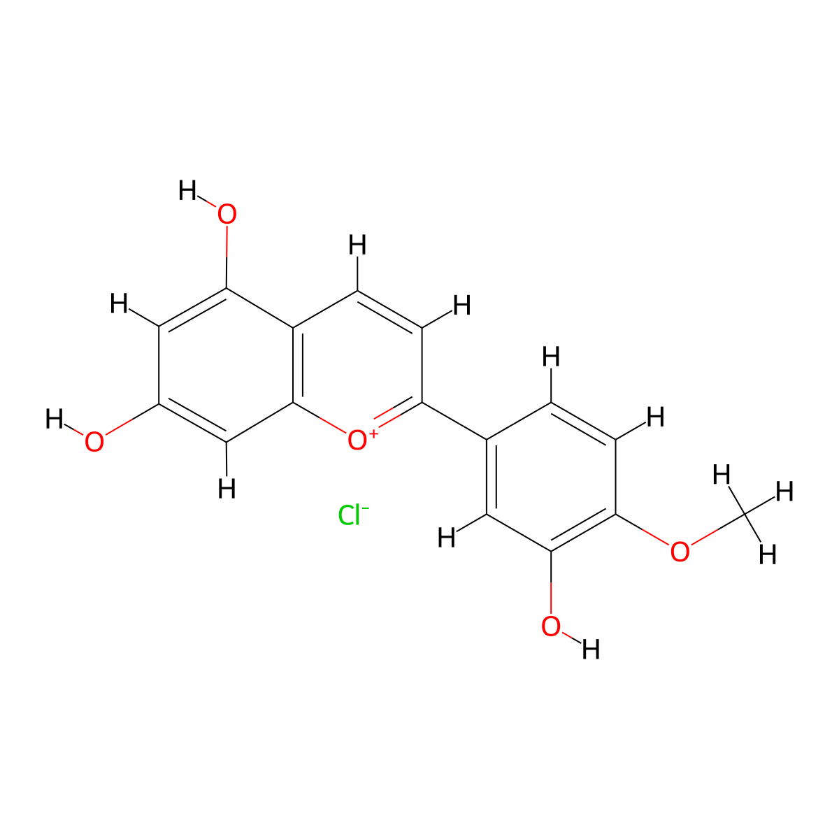 Diosmetinidin chloride molecular structure, CAS 64670-94-6