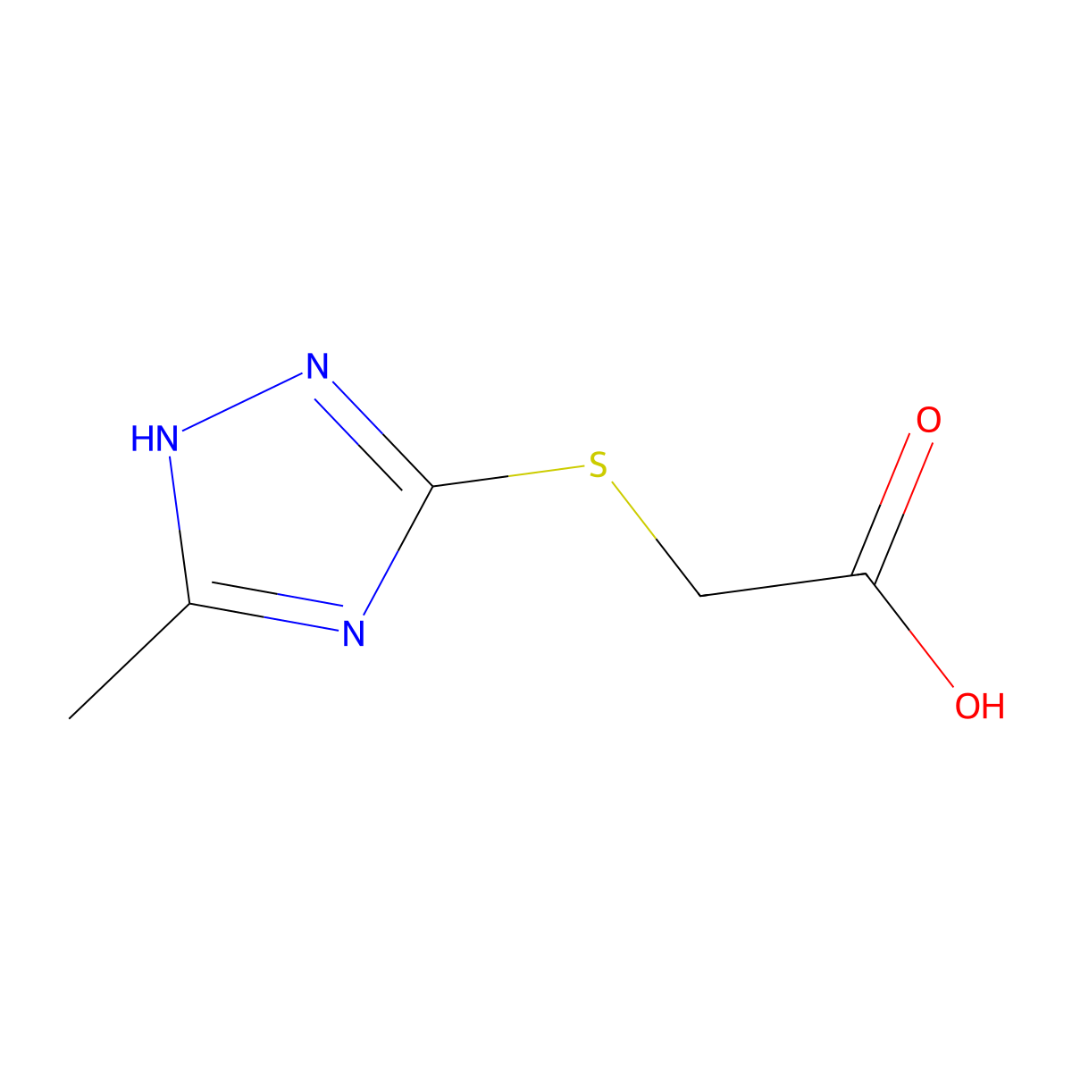 2-((5-methyl-1H-1,2,4-triazol-3-yl)sulfanyl)acetic acid molecular structure, CAS 64679-65-8