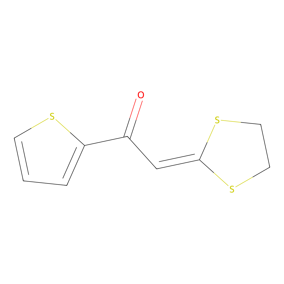 Ethanone, 2-(1,3-dithiolan-2-ylidene)-1-(2-thienyl)- molecular structure, CAS 64679-70-5
