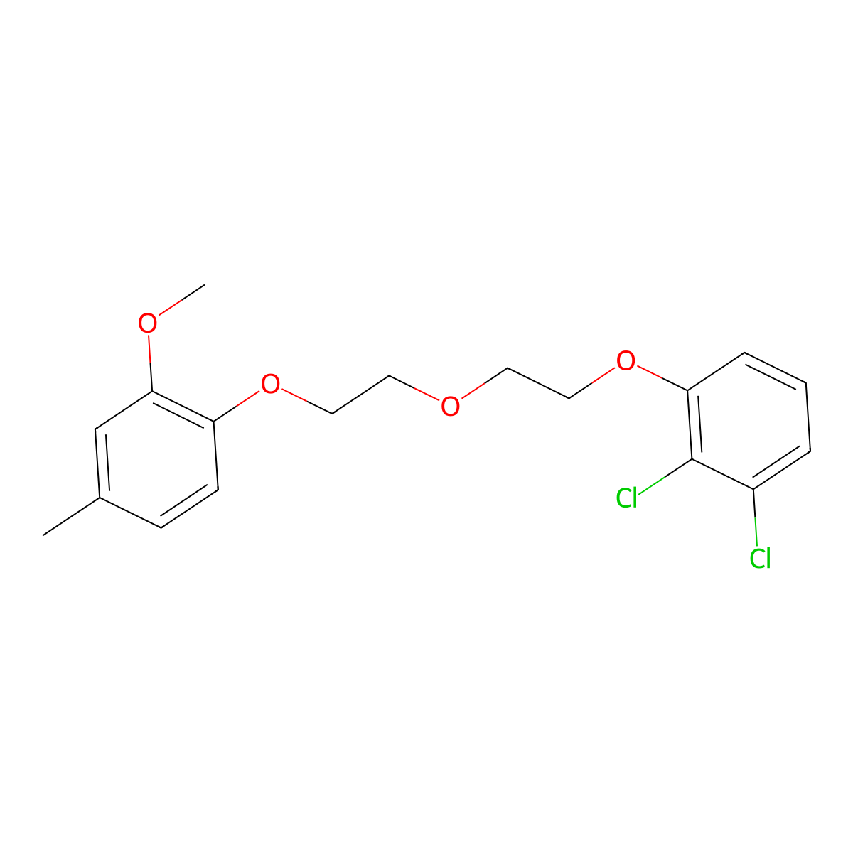 1,2-Dichloro-3-[2-[2-(2-methoxy-4-methylphenoxy)ethoxy]ethoxy]benzene molecular structure, CAS 6468-01-5