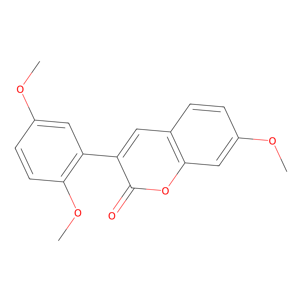 3-(2,5-dimethoxyphenyl)-7-methoxy-2H-chromen-2-one molecular structure, CAS 6468-62-8