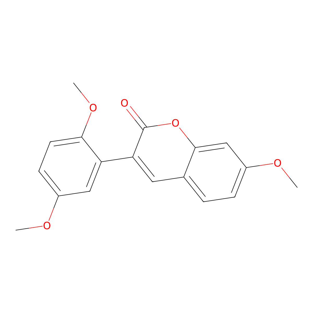 3-(2,5-dimethoxyphenyl)-7-methoxy-2H-chromen-2-one molecular structure, CAS 6468-62-8