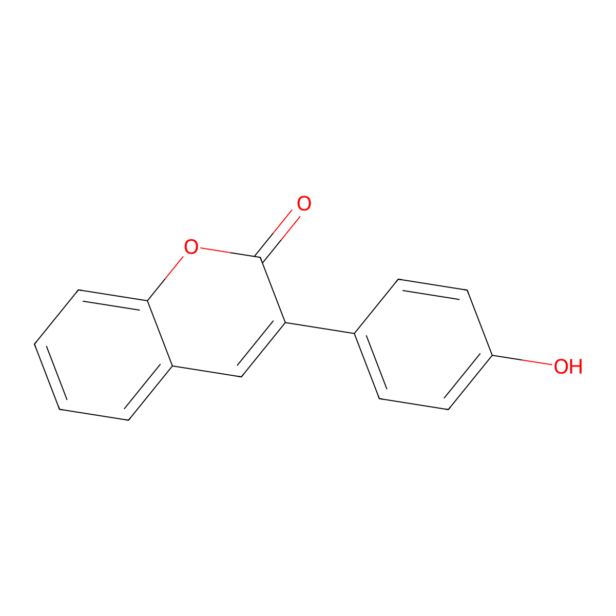 3-(4-hydroxyphenyl)-2H-chromen-2-one molecular structure, CAS 6468-98-0
