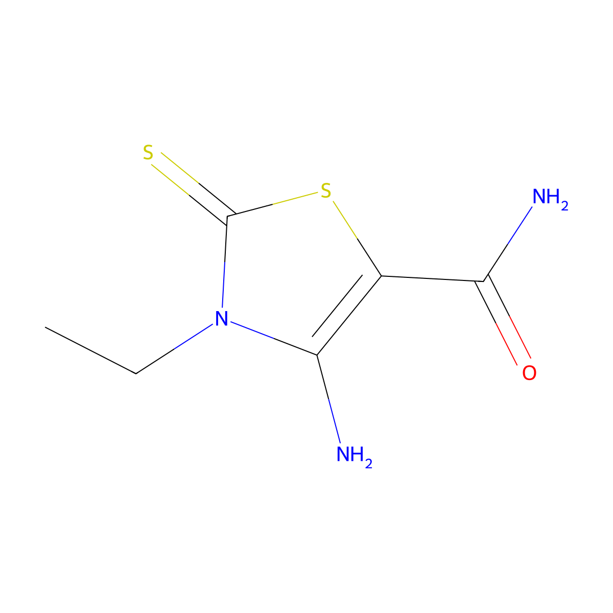 4-Amino-3-ethyl-2-thioxo-2,3-dihydro-1,3-thiazole-5-carboxamide molecular structure, CAS 64686-81-3