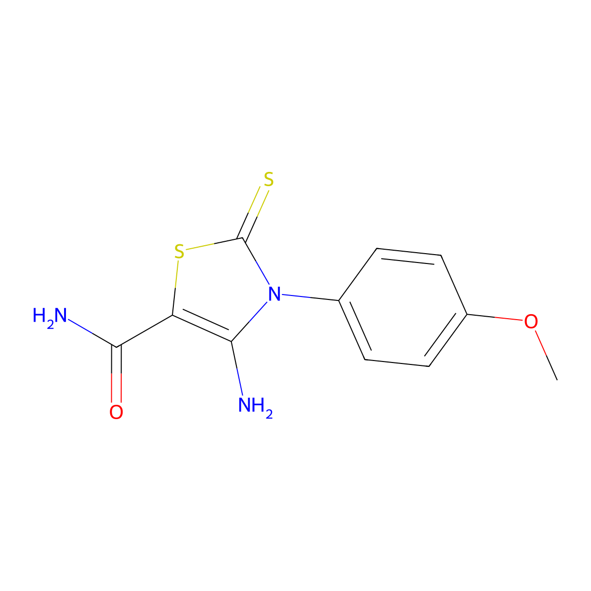 5-Thiazolecarboxamide, 2,3-dihydro-4-amino-3-(4-methoxyphenyl)-2-thioxo- molecular structure, CAS 64686-83-5