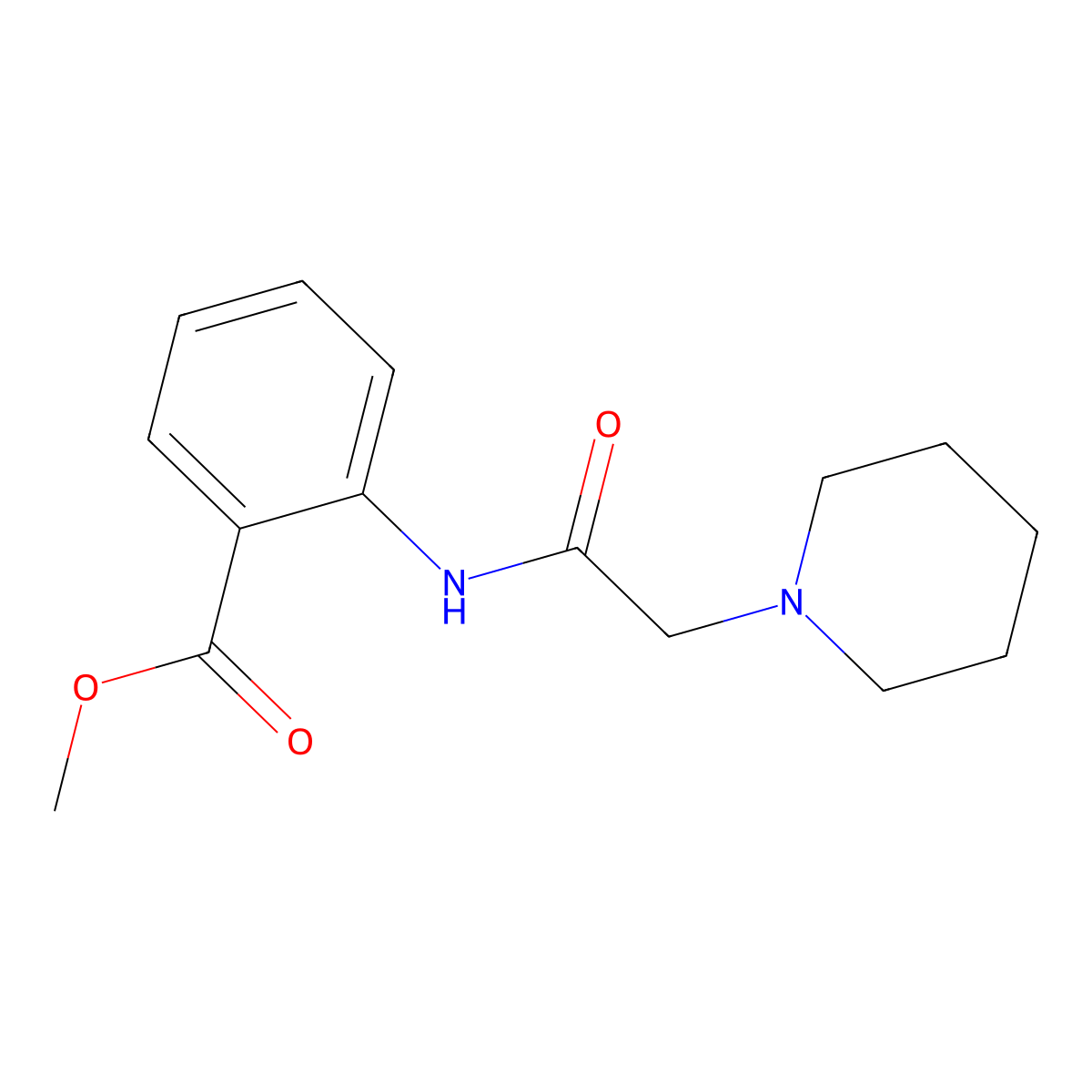 Methyl 2-((2-(1-piperidinyl)acetyl)amino)benzoate molecular structure, CAS 64689-25-4