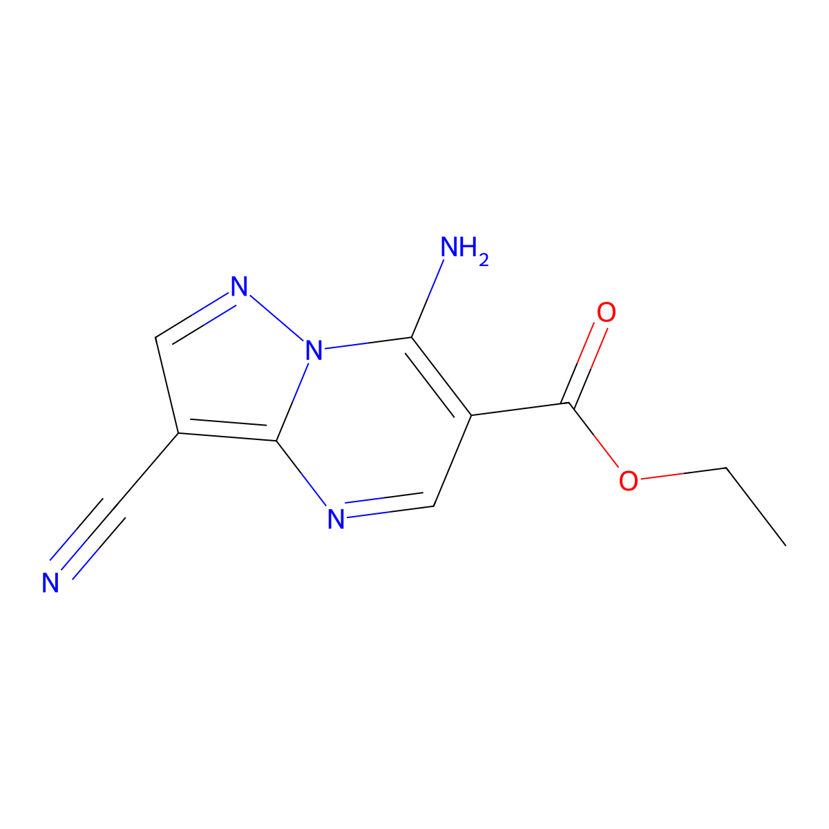 Ethyl 7-amino-3-cyanopyrazolo[1,5-a]pyrimidine-6-carboxylate molecular structure, CAS 64689-81-2