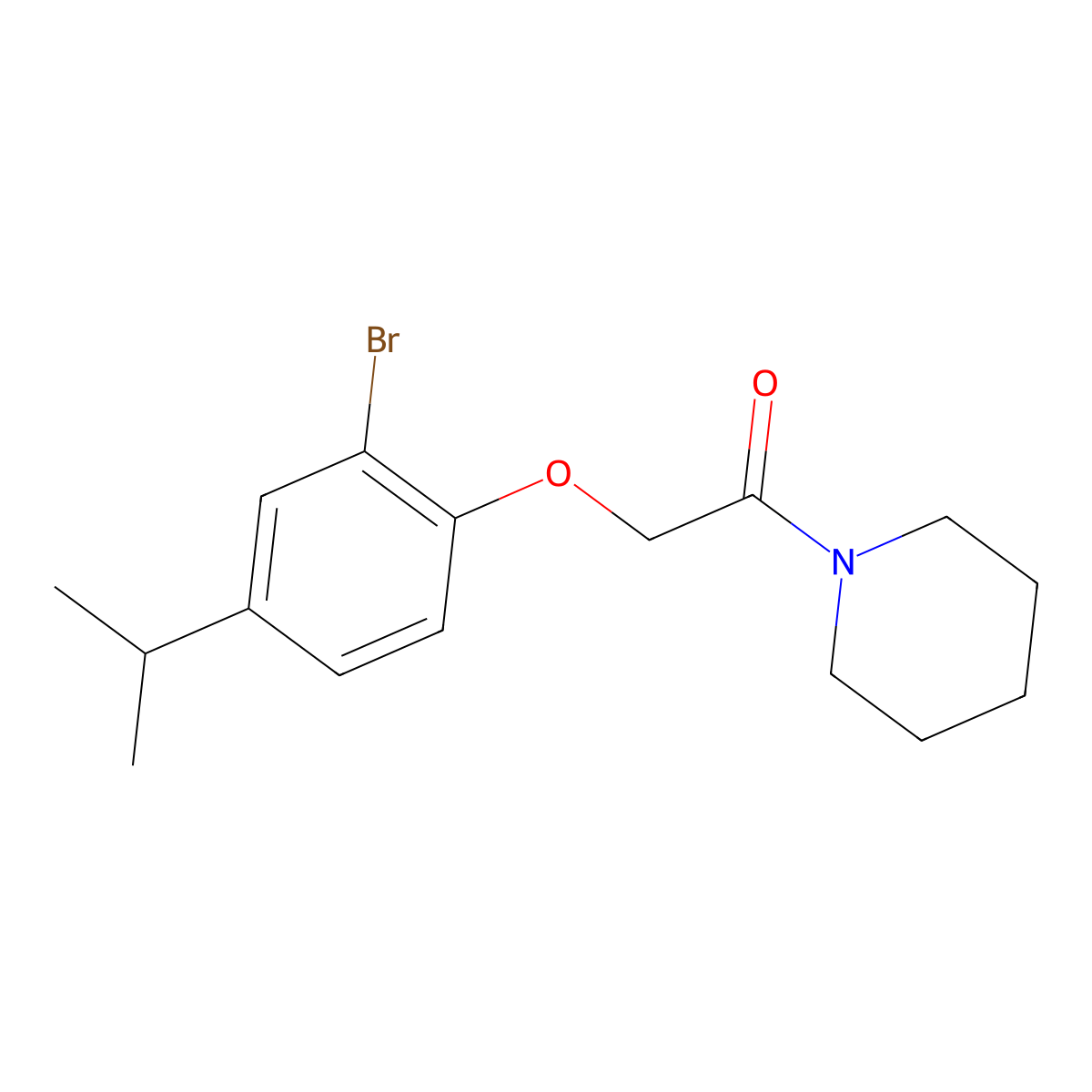 2-Bromo-4-isopropylphenyl 2-oxo-2-(1-piperidinyl)ethyl ether molecular structure, CAS 6469-72-3