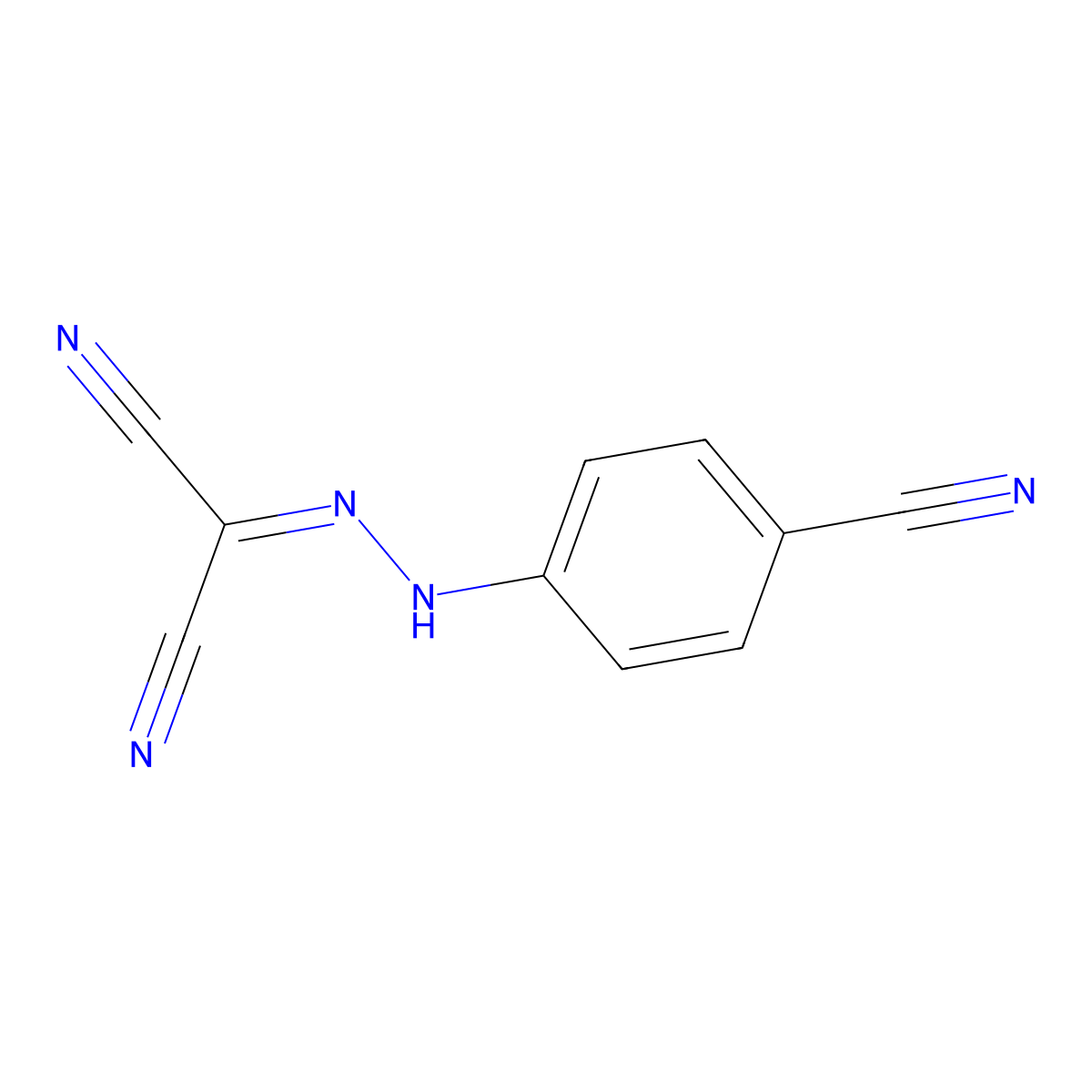 Propanedinitrile, ((4-cyanophenyl)hydrazono)- molecular structure, CAS 64691-81-2
