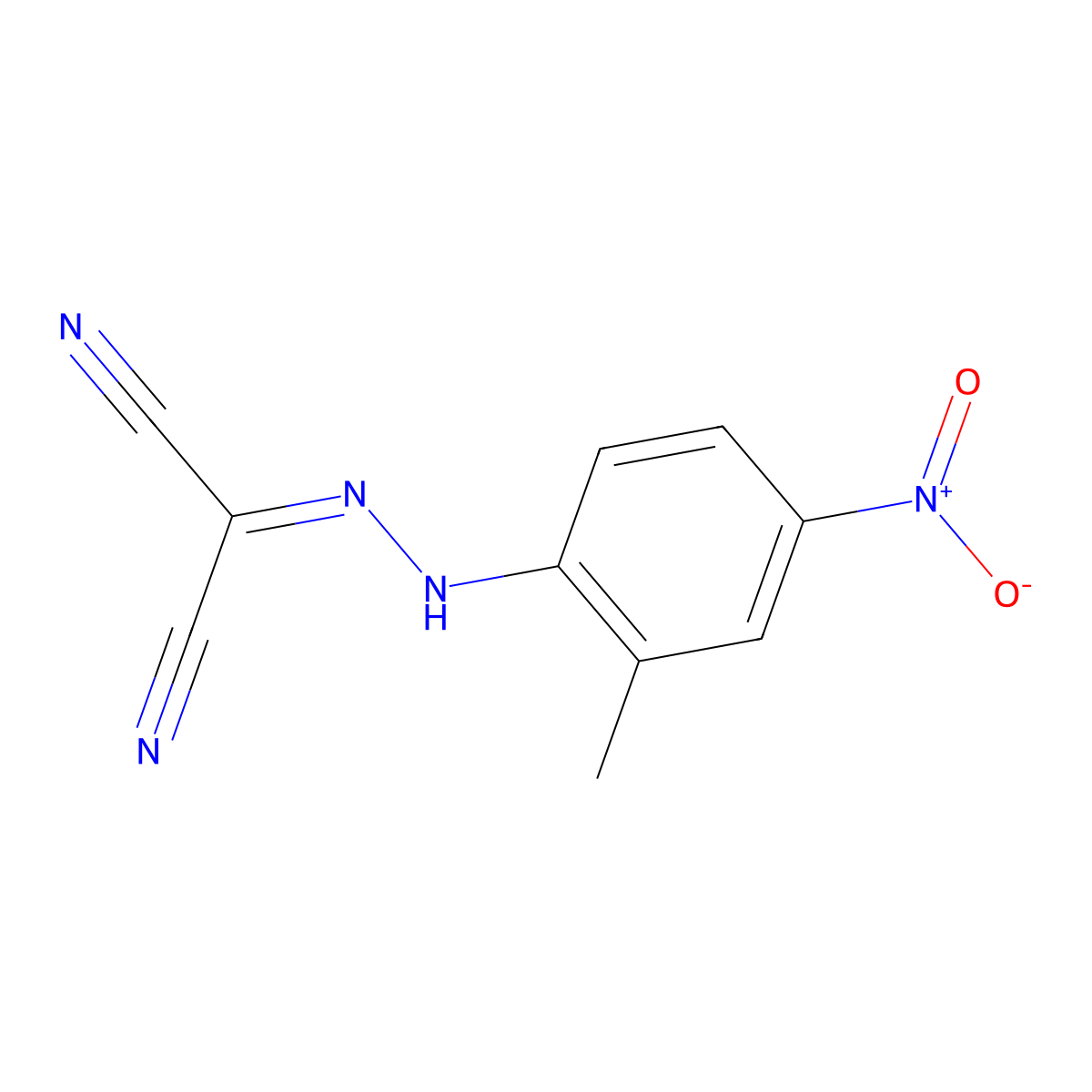 Propanedinitrile, ((2-methyl-4-nitrophenyl)hydrazono)- molecular structure, CAS 64691-86-7