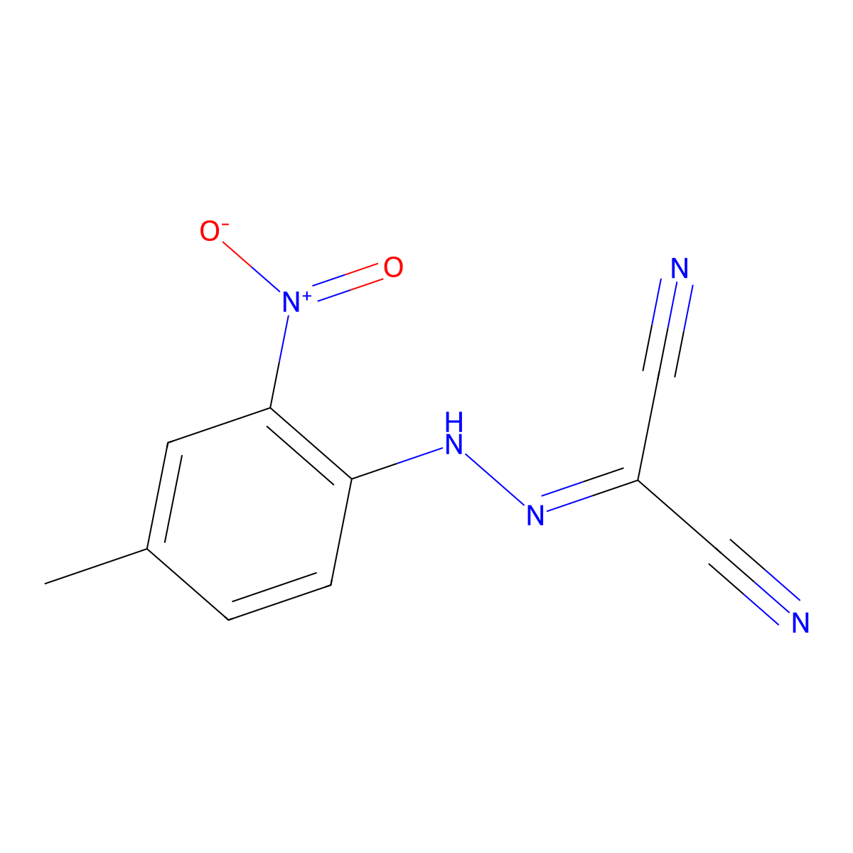 Propanedinitrile, ((4-methyl-2-nitrophenyl)hydrazono)- molecular structure, CAS 64691-87-8