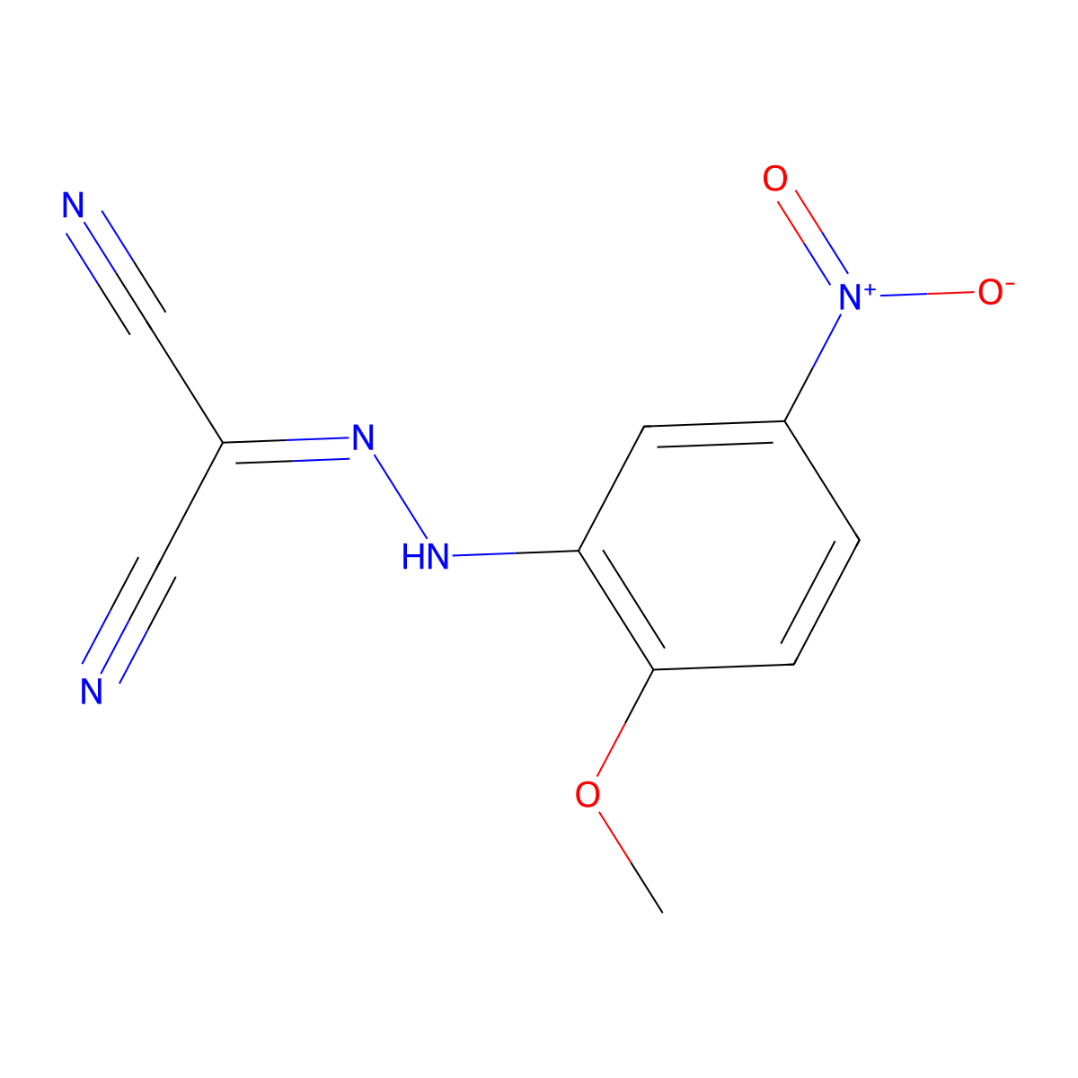 Propanedinitrile, ((2-methoxy-5-nitrophenyl)hydrazono)- molecular structure, CAS 64691-89-0