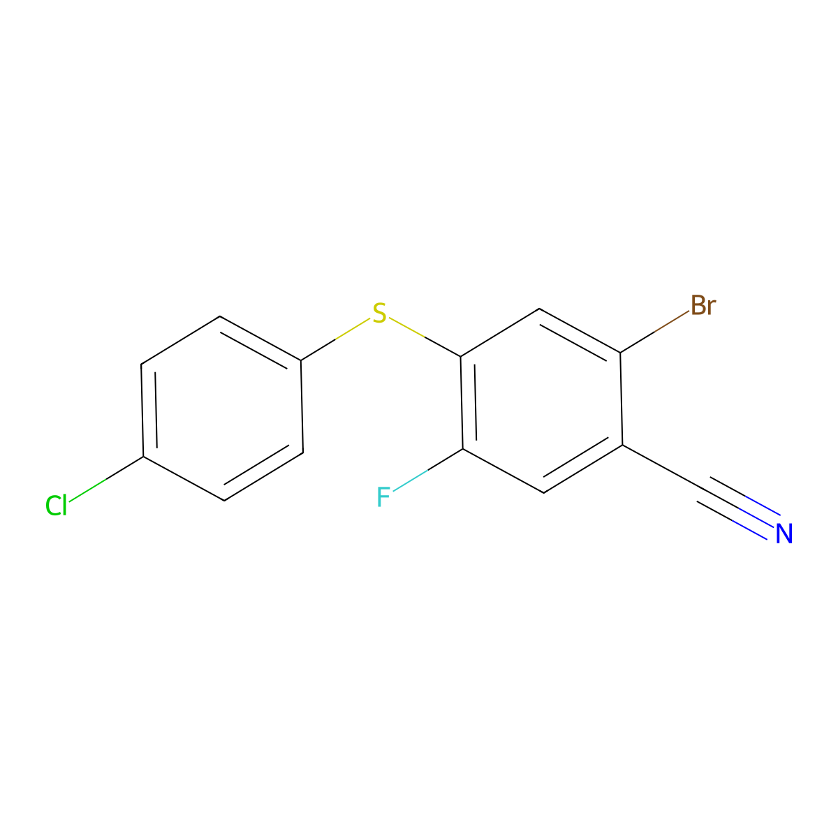 2-Bromo-4-[(4-chlorophenyl)thio]-5-fluorobenzonitrile molecular structure, CAS 64695-85-8
