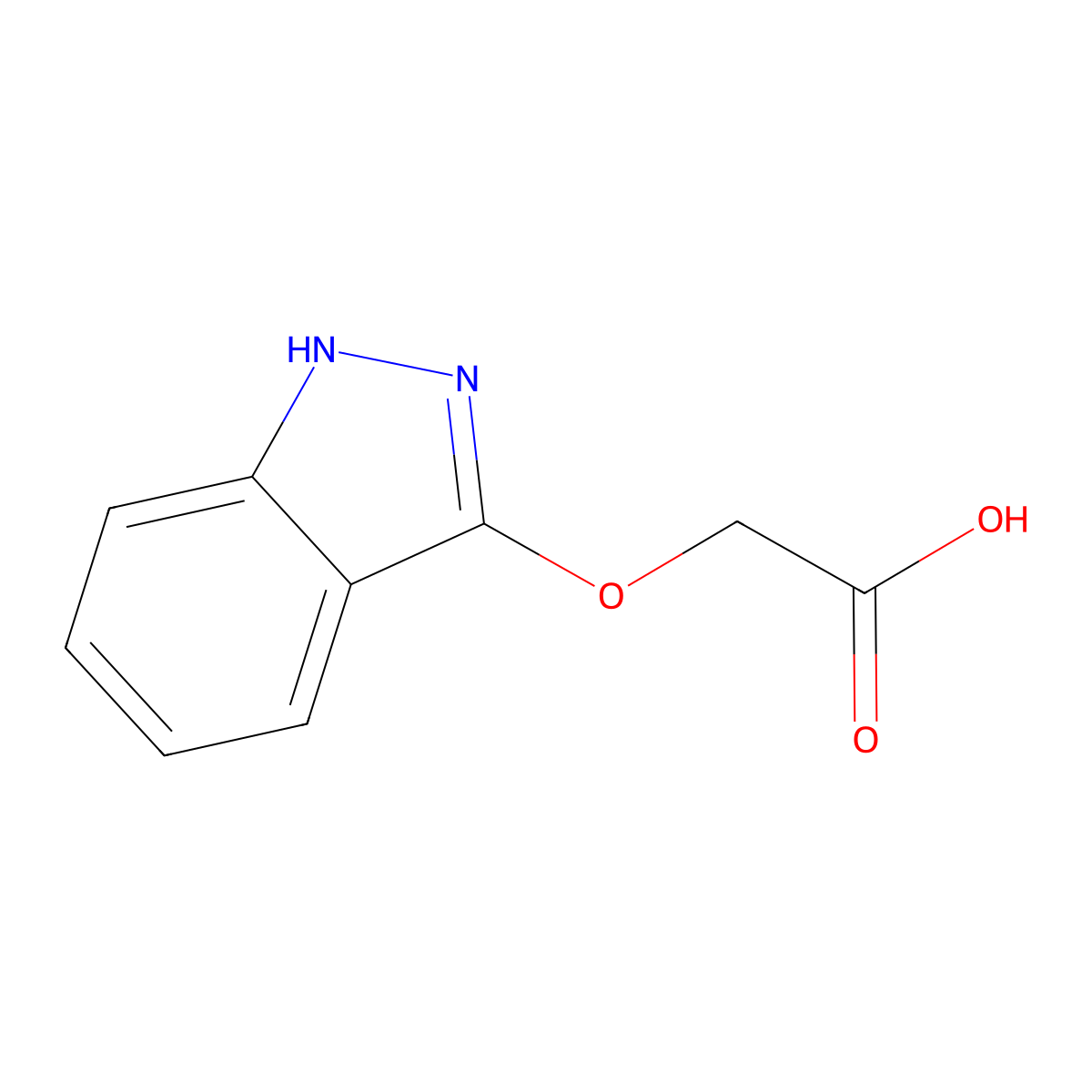Acetic acid, (1H-indazol-3-yloxy)- molecular structure, CAS 64697-21-8
