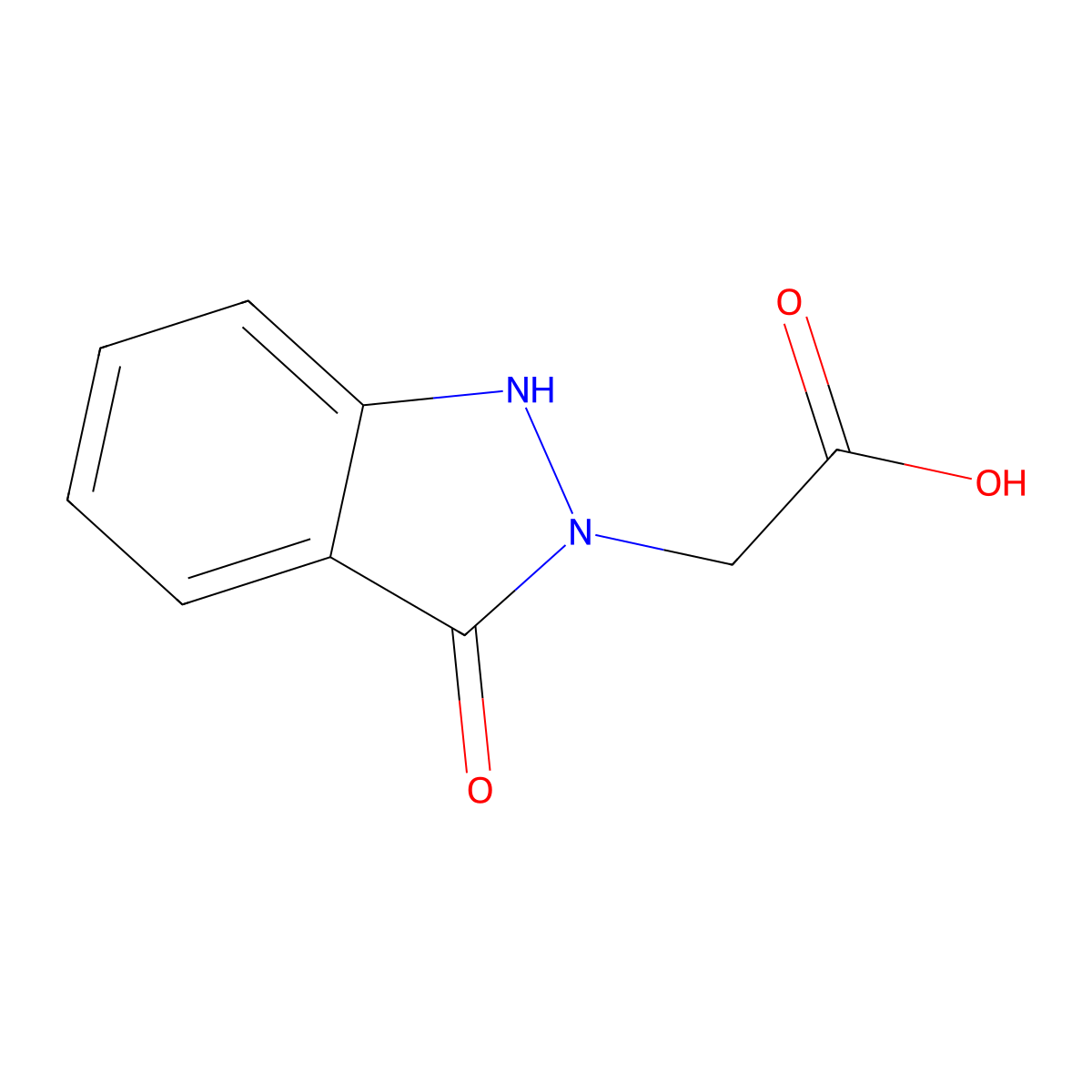 2-(3-oxo-2,3-dihydro-1H-indazol-2-yl)acetic acid molecular structure, CAS 64697-24-1