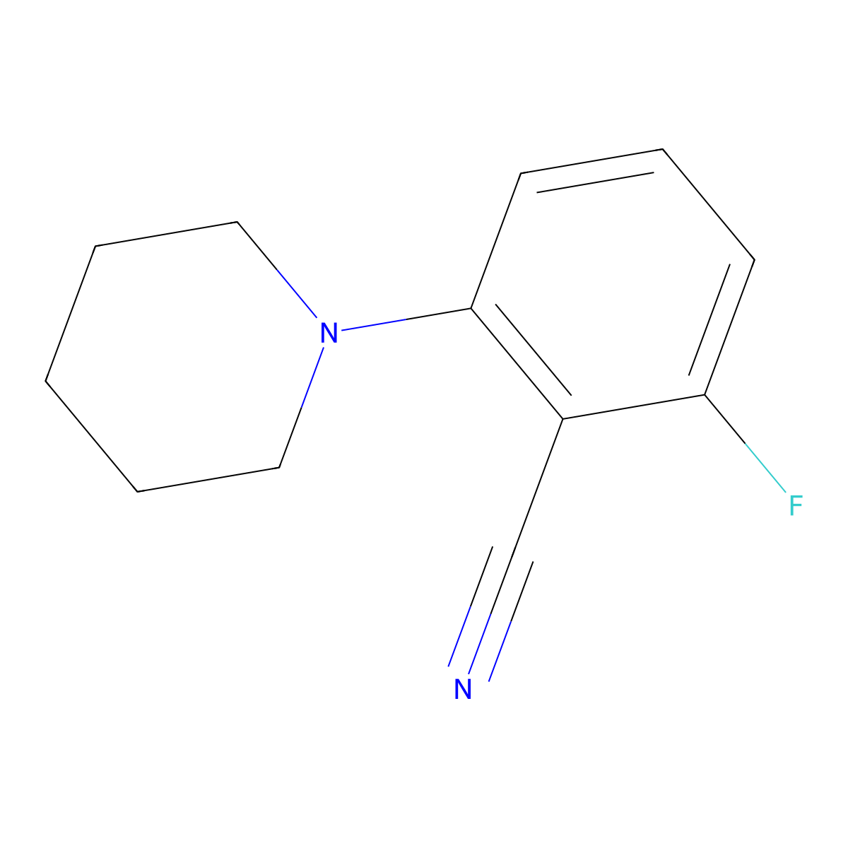 2-Fluoro-6-(piperidin-1-yl)benzonitrile molecular structure, CAS 646989-68-6