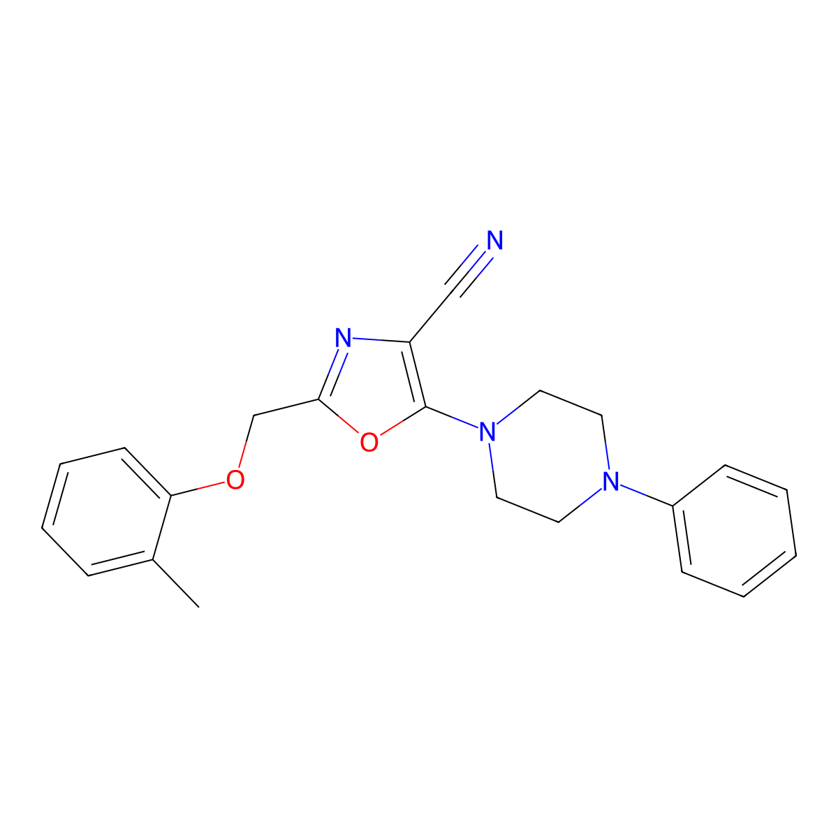 2-[(2-Methylphenoxy)methyl]-5-(4-phenylpiperazin-1-yl)-1,3-oxazole-4-carbonitrile molecular structure, CAS 646992-07-6