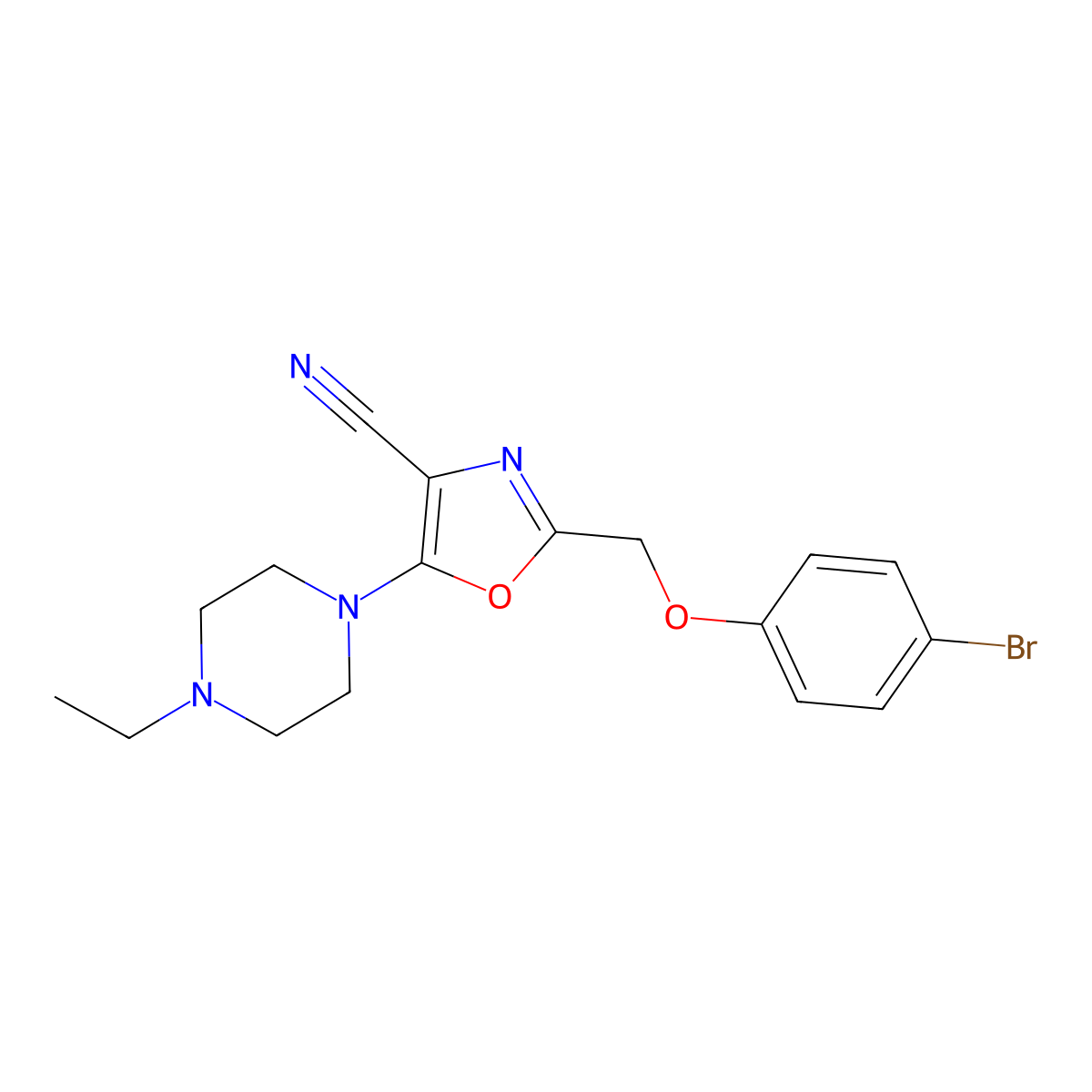 2-[(4-Bromophenoxy)methyl]-5-(4-ethylpiperazin-1-yl)-1,3-oxazole-4-carbonitrile molecular structure, CAS 646992-72-5