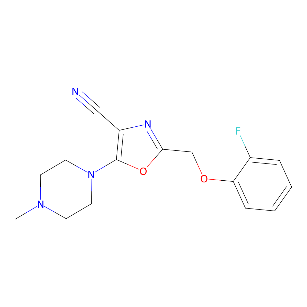 2-[(2-Fluorophenoxy)methyl]-5-(4-methylpiperazin-1-yl)-1,3-oxazole-4-carbonitrile molecular structure, CAS 646992-89-4