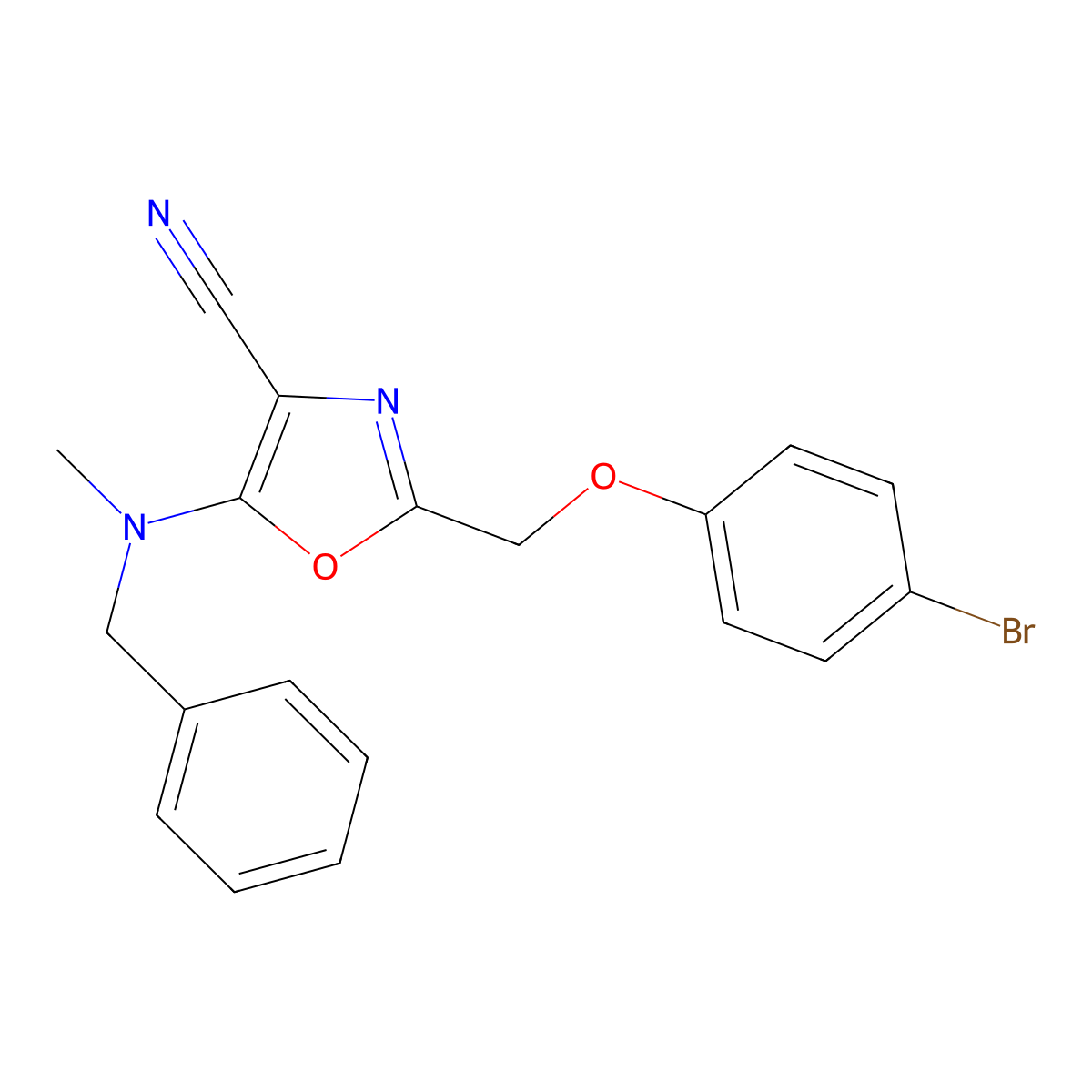 5-[Benzyl(methyl)amino]-2-[(4-bromophenoxy)methyl]-1,3-oxazole-4-carbonitrile molecular structure, CAS 646993-41-1