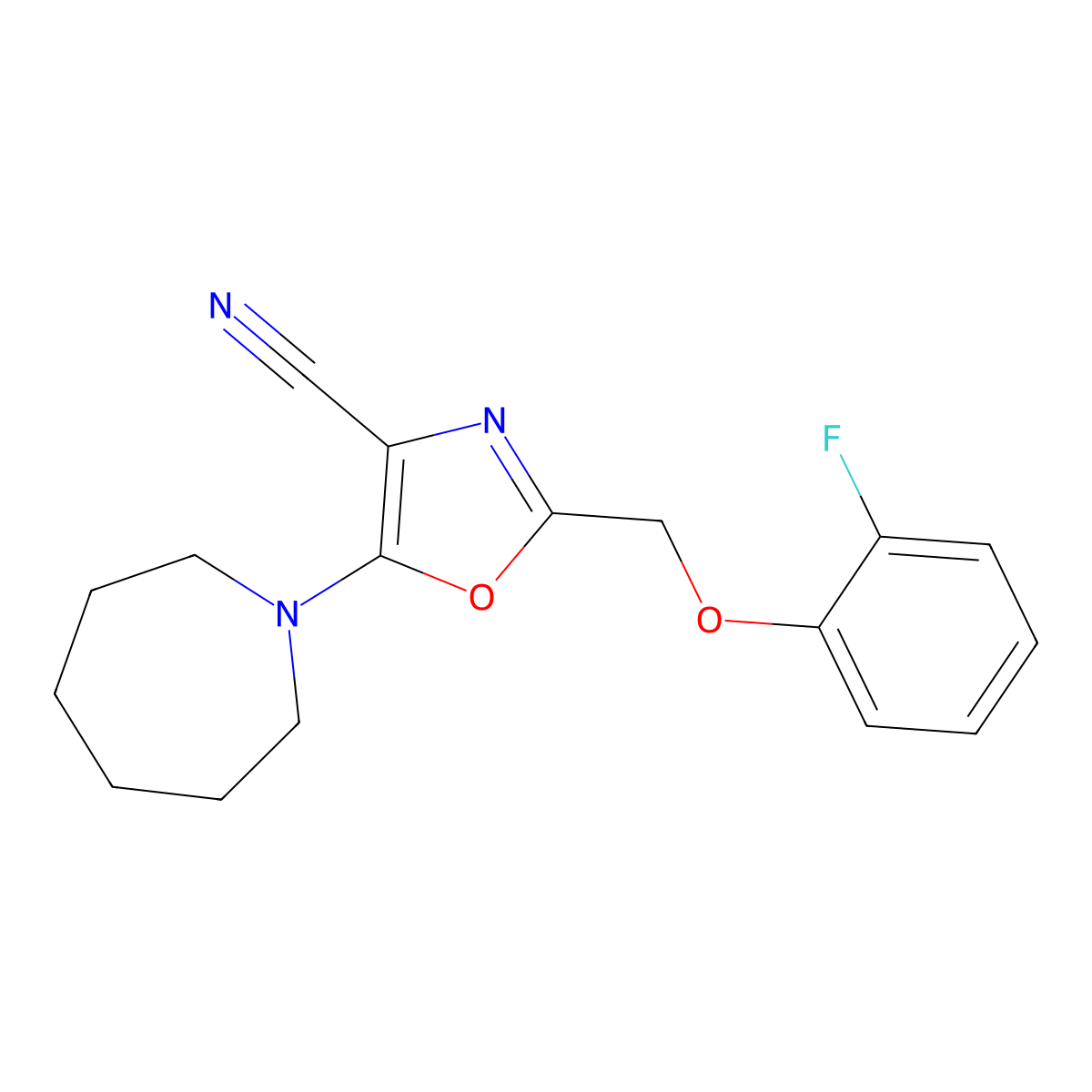 5-(Azepan-1-yl)-2-[(2-fluorophenoxy)methyl]-1,3-oxazole-4-carbonitrile molecular structure, CAS 646994-00-5
